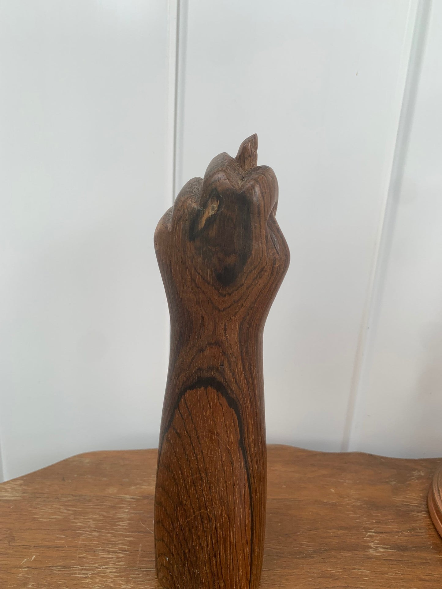 Vintage Hand Carved Lucky Mano Figa Wooden Sculpture