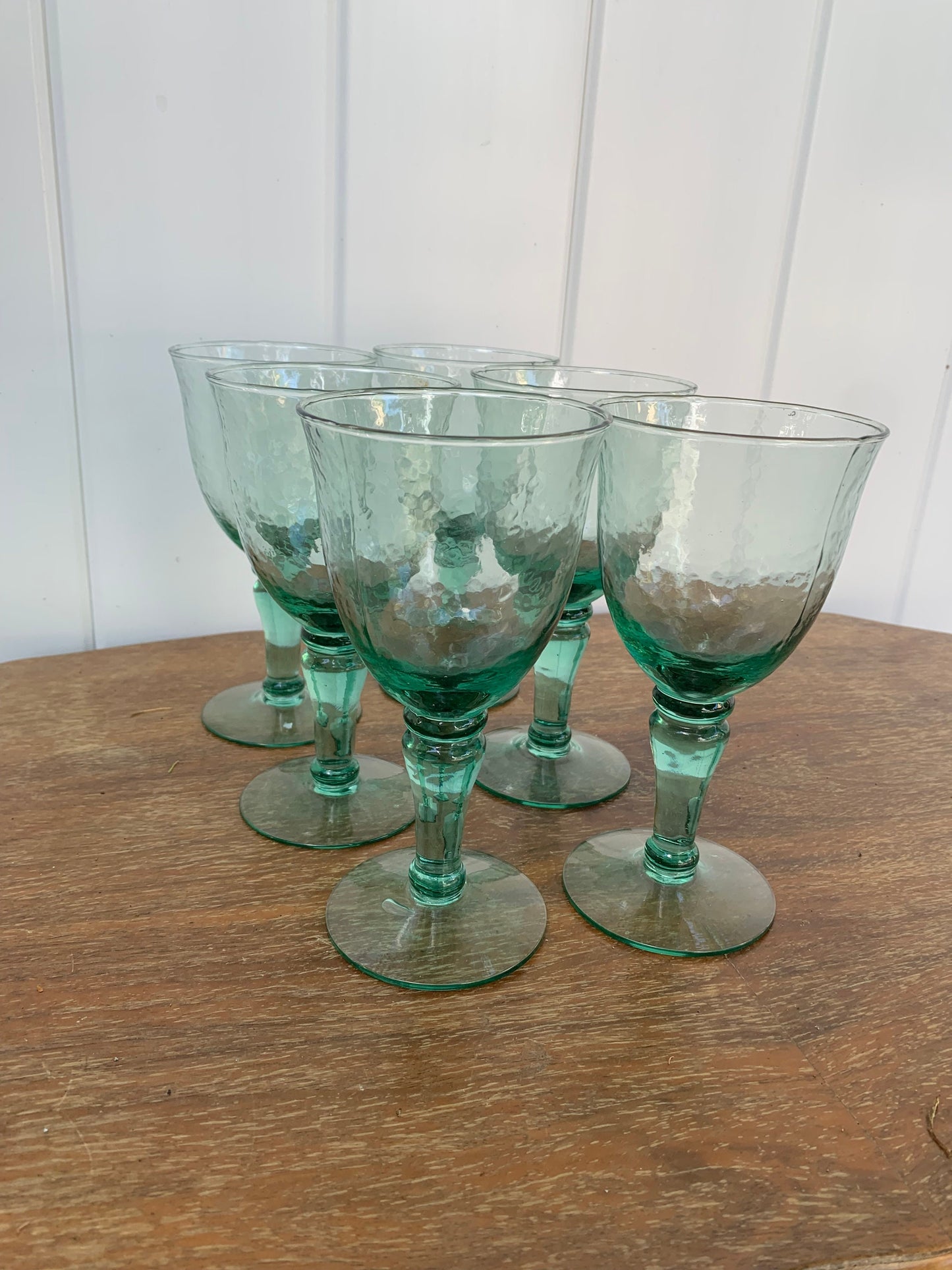 Set of 6 Retro  Hammered Sea Glass Recycled Glasses