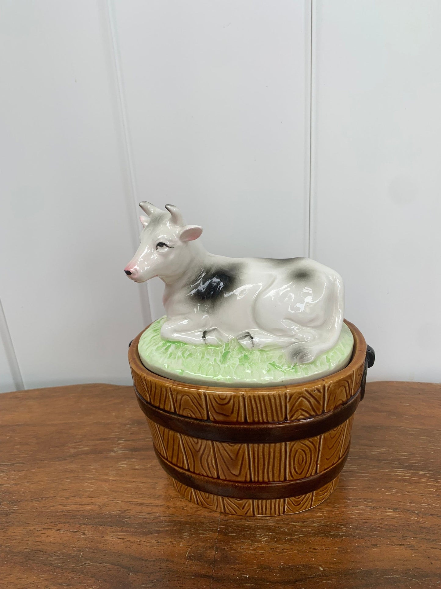 Vintage Ceramic Cow Lidded Dish Made in Japan