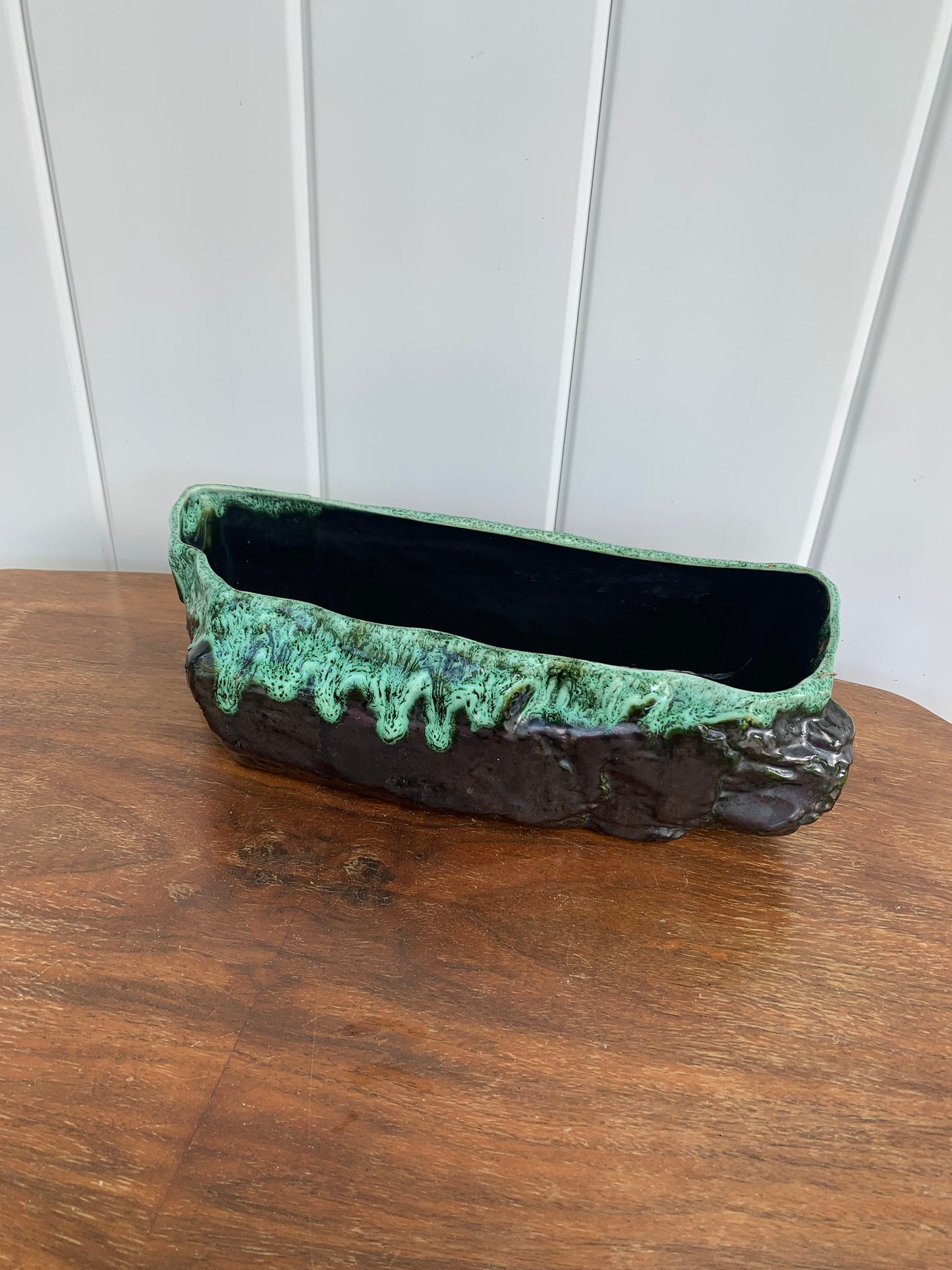 Vintage Dark Green Drip Glaze Beachcomber Planter Made in Canada 338