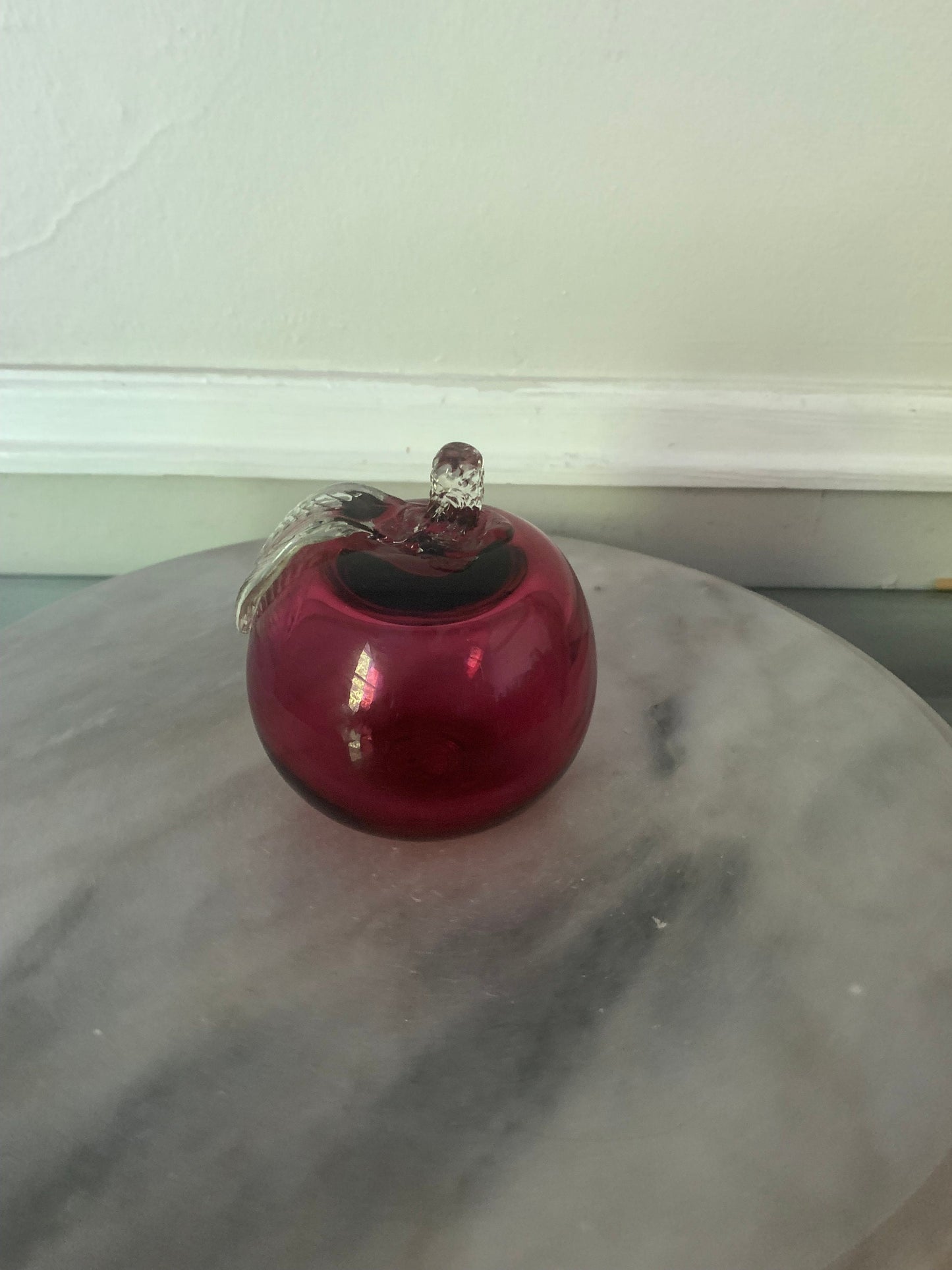 Vintage Rossi Pink Glass Apple