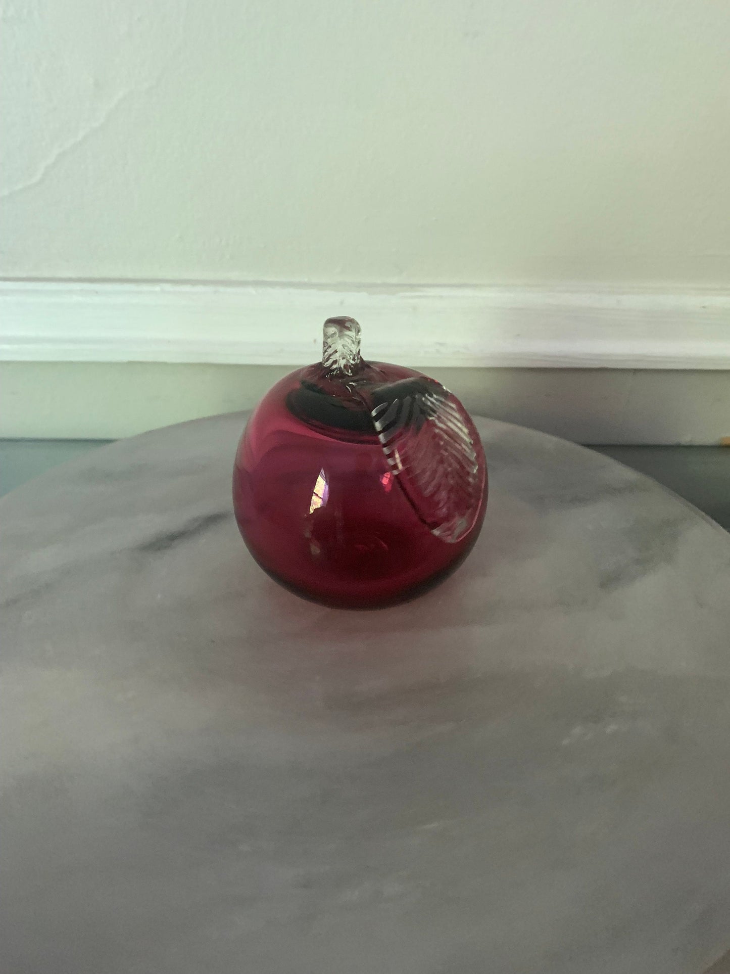 Vintage Rossi Pink Glass Apple