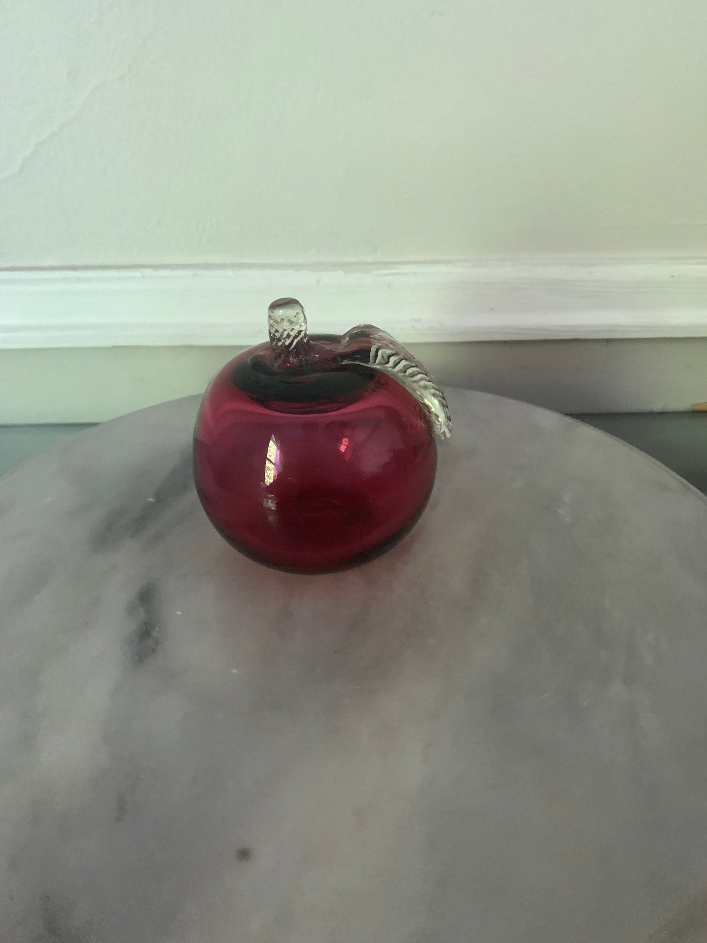 Vintage Rossi Pink Glass Apple