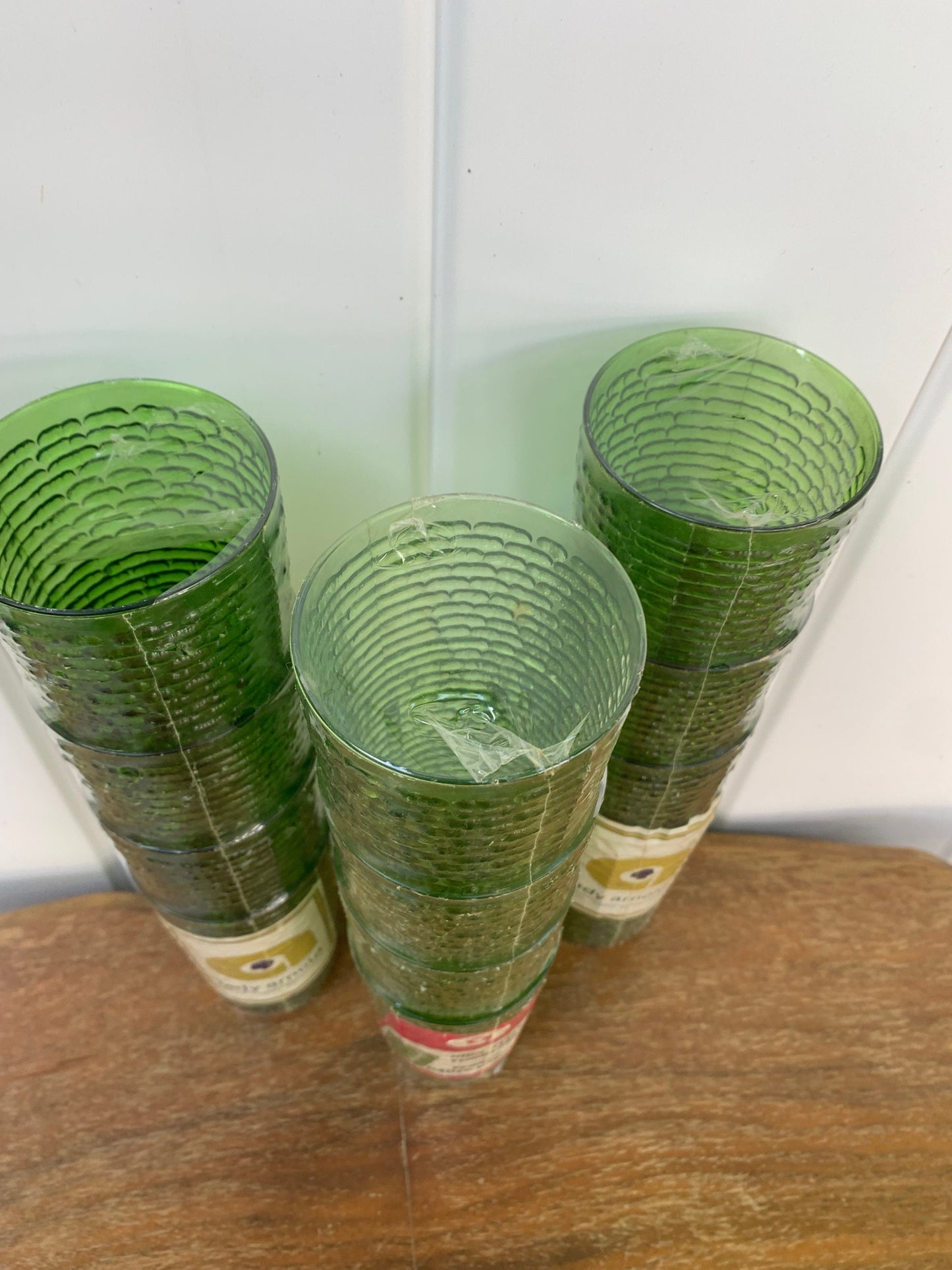 Set of 3 Packages of 4 Vintage Lady Arnold Olive Green Textured Plastic Tumblers Made in Canada in Original Packaging