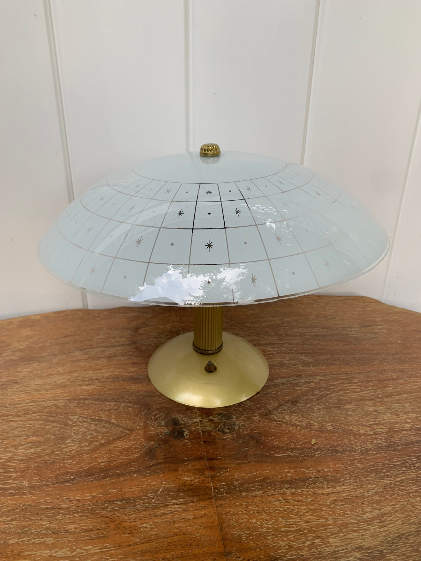 MCM Two Bulb Ceiling Light with White Round Starburst Shade - 3 Available