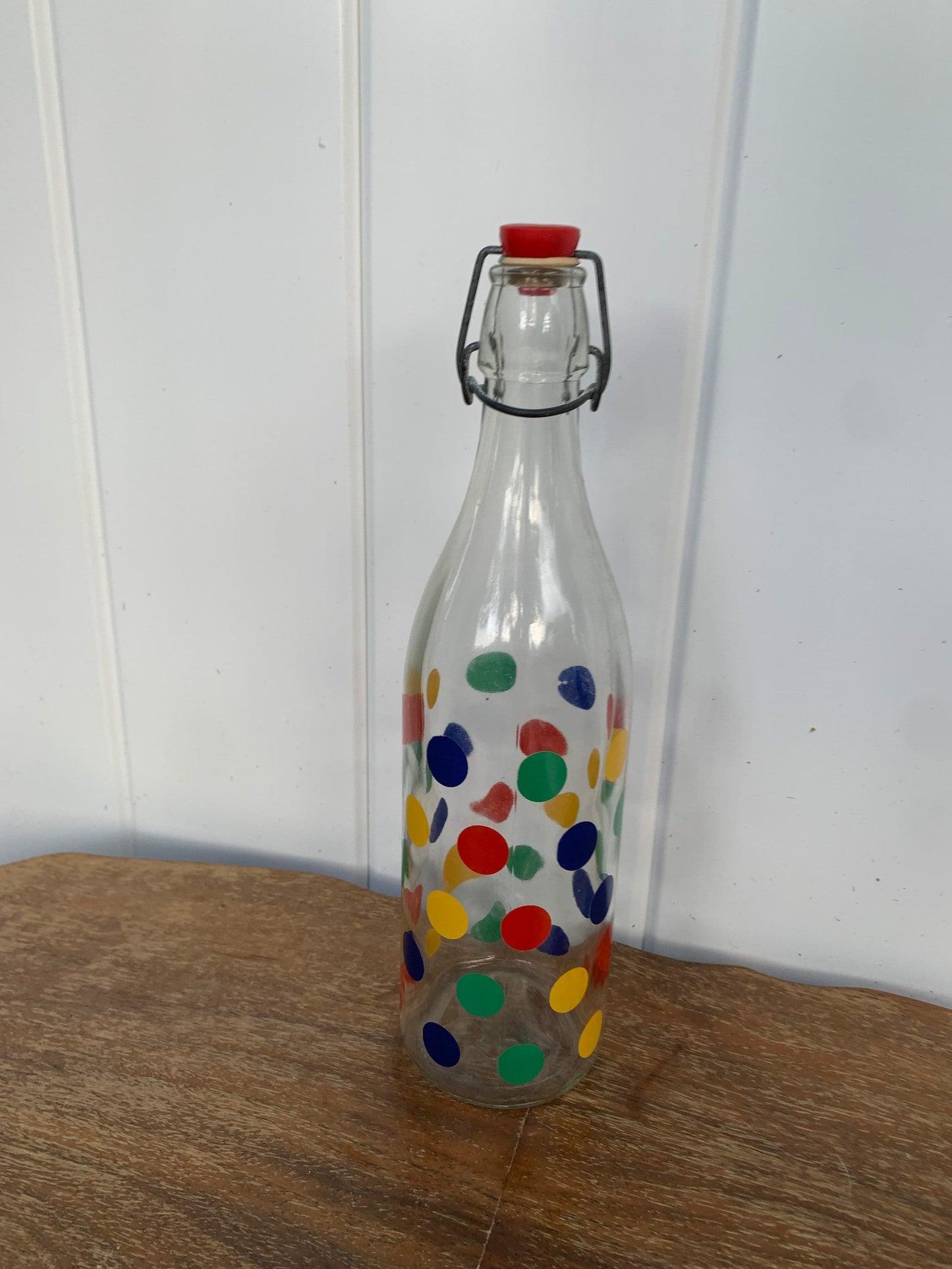 Retro Clear Polka Dot Cerve Glass Bottle Made in Italy