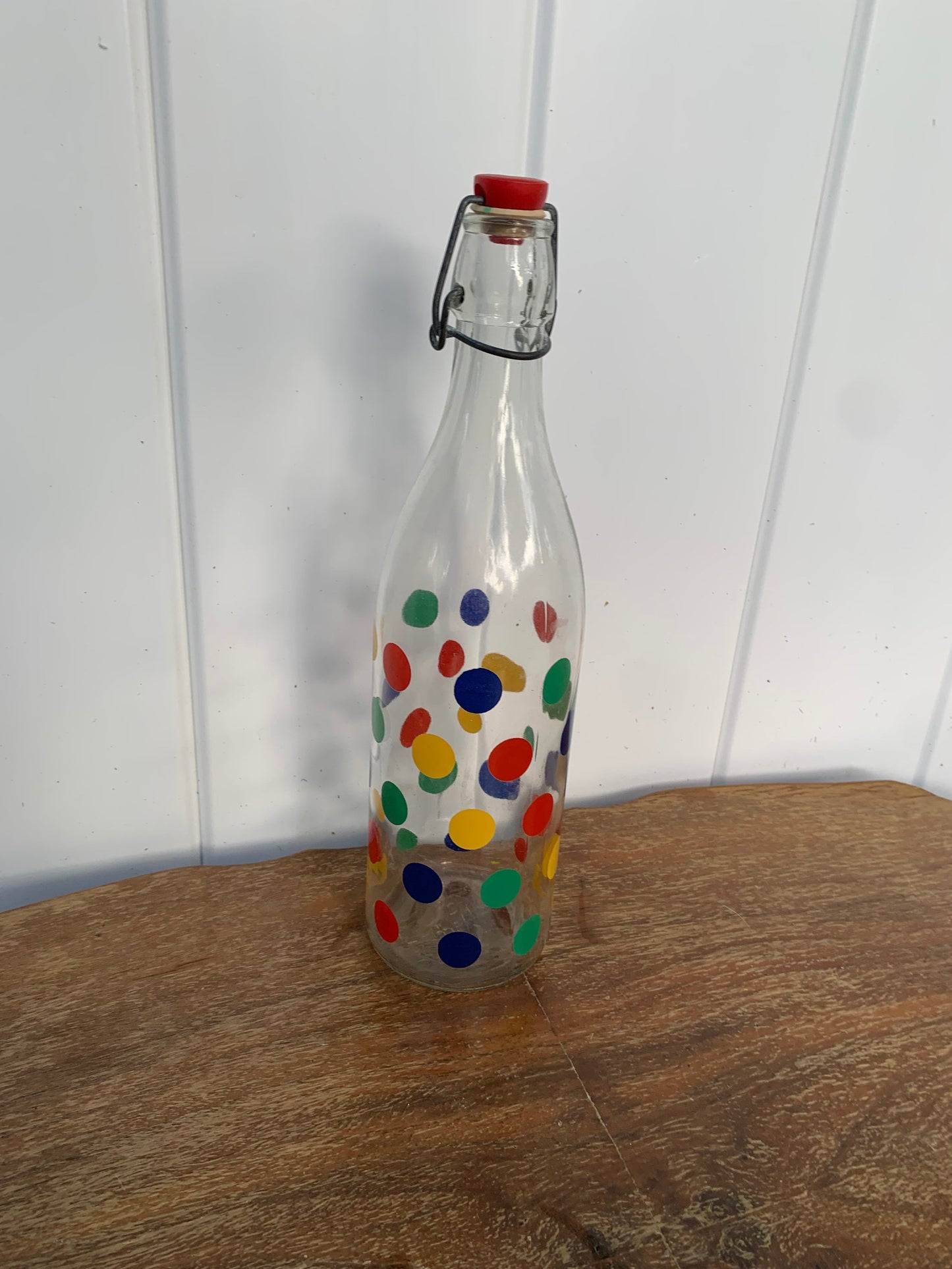 Retro Clear Polka Dot Cerve Glass Bottle Made in Italy