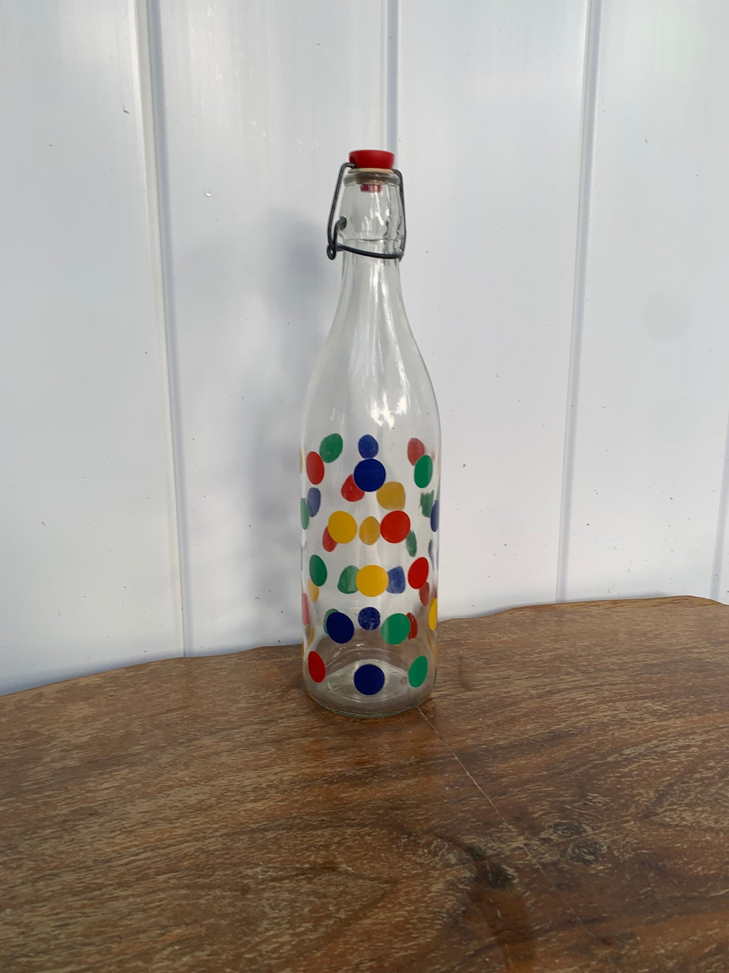 Retro Clear Polka Dot Cerve Glass Bottle Made in Italy