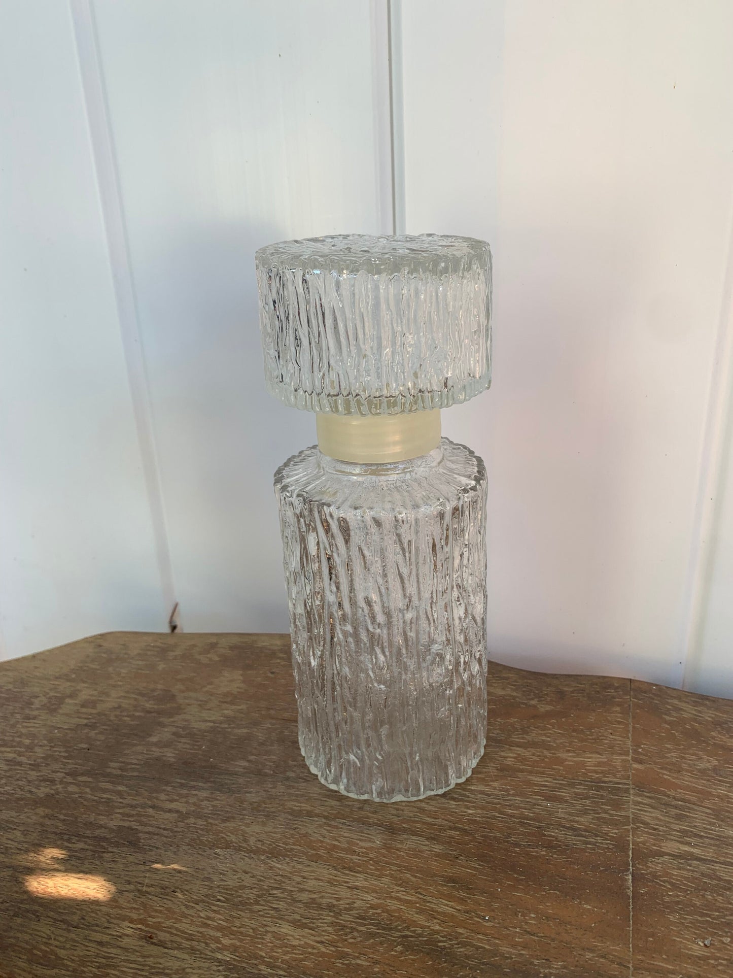 MCM West German DBGM Tree Bark Texture Clear Glass Decanter with Screw Top