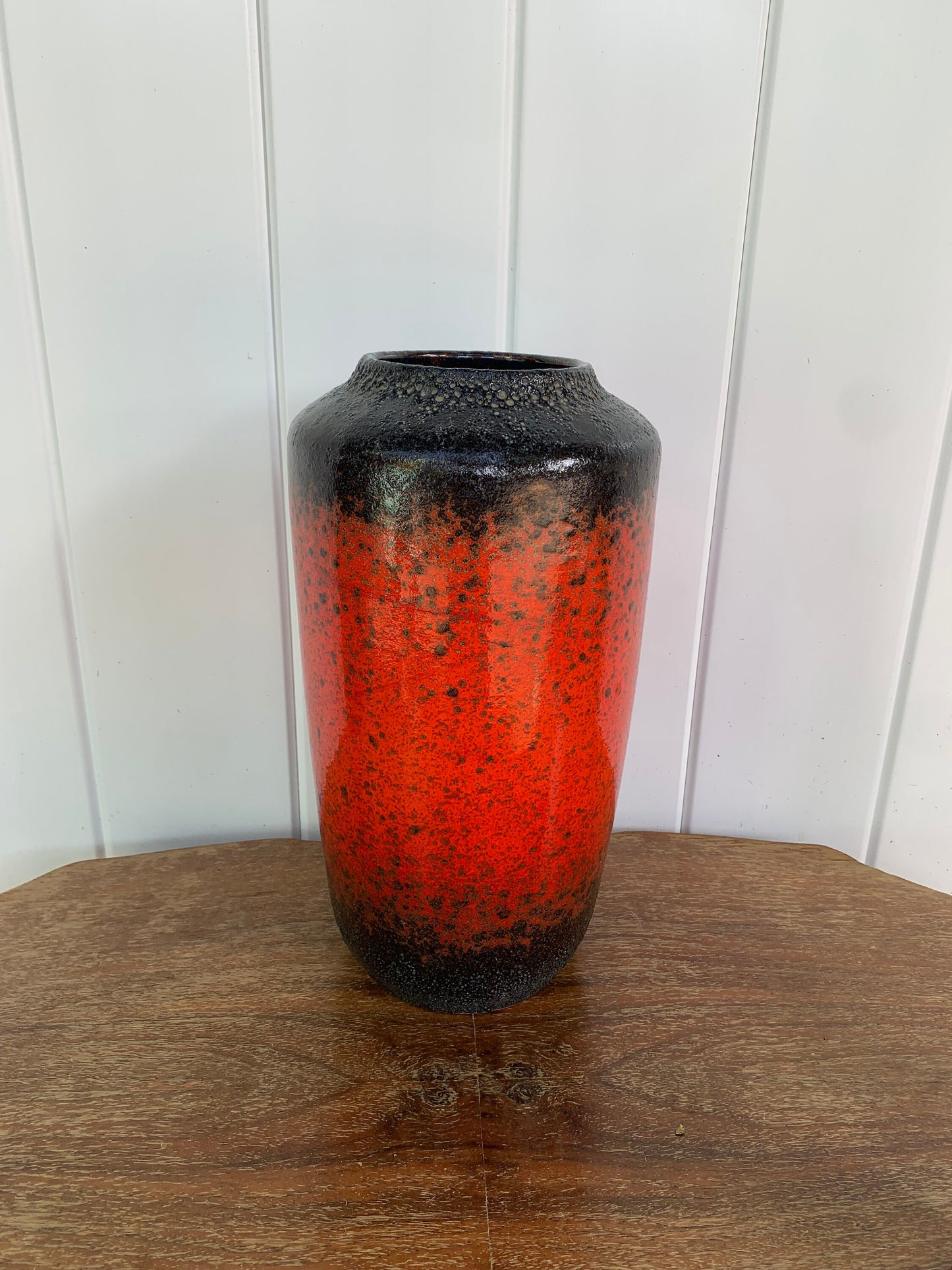 Tall MCM 1970s Scheurich W Germany Red and Black Glazed Pottery Floor Vase 517-38