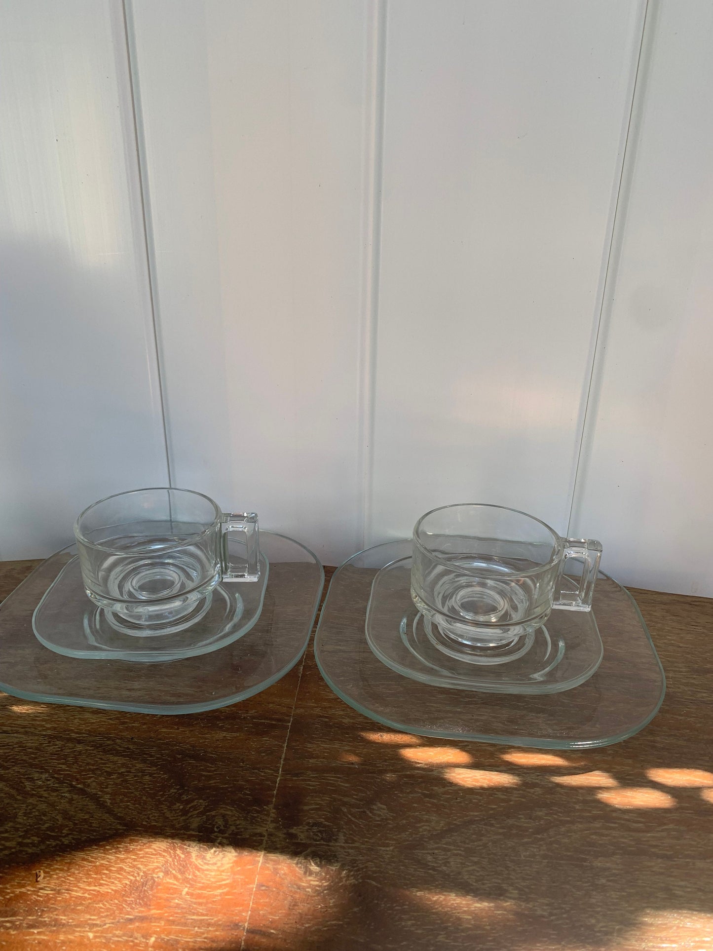 MCM Set of 2 of Joe Colombo Arno Clear Stacking Double Handle Soup Bowl and Plate Made in Italy