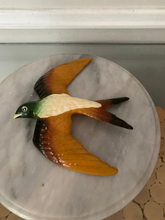 Vintage Hand Painted Ceramic Swallow Wall Decor