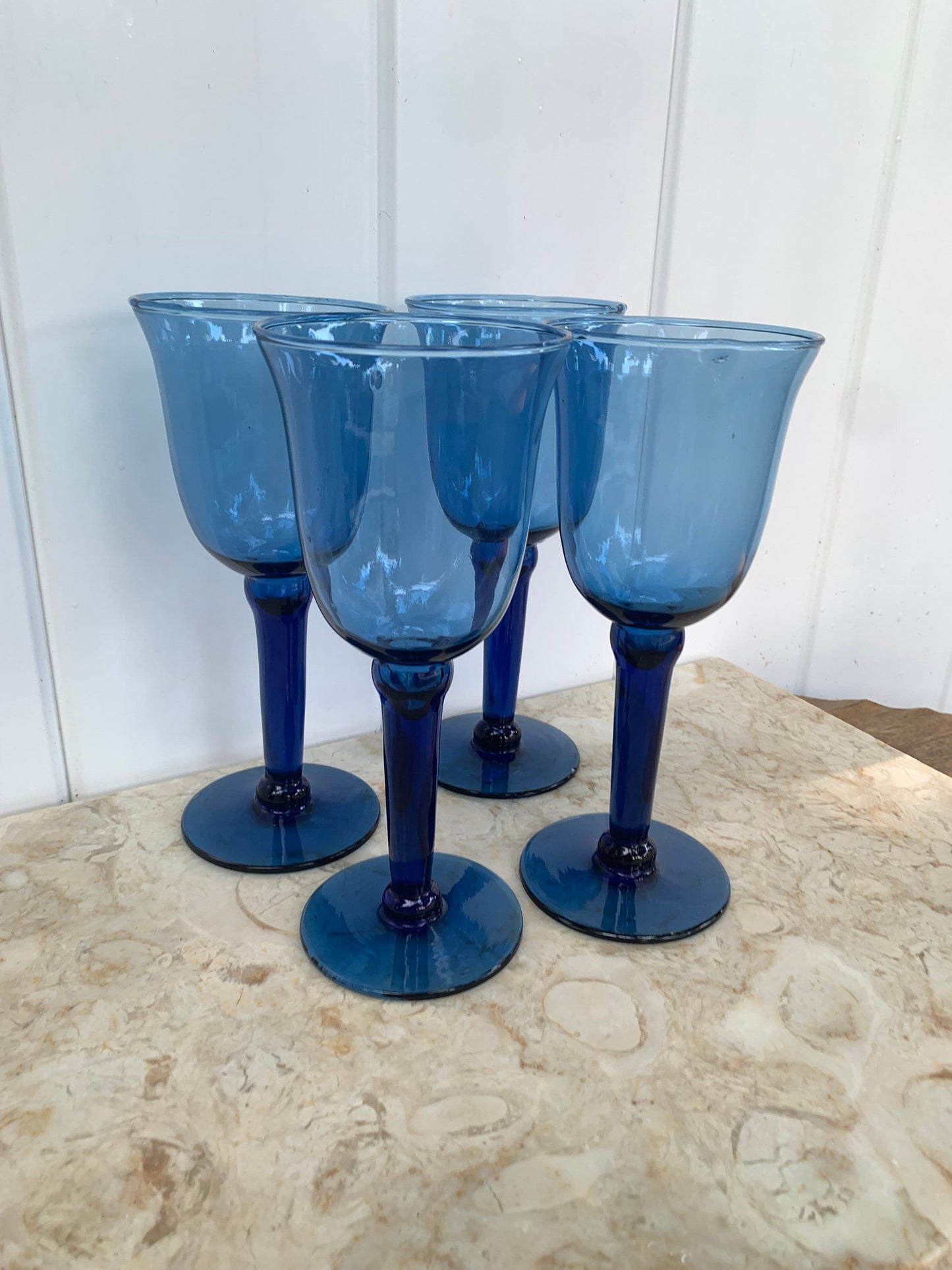 Set of 4 Retro Cobalt Blue Glasses