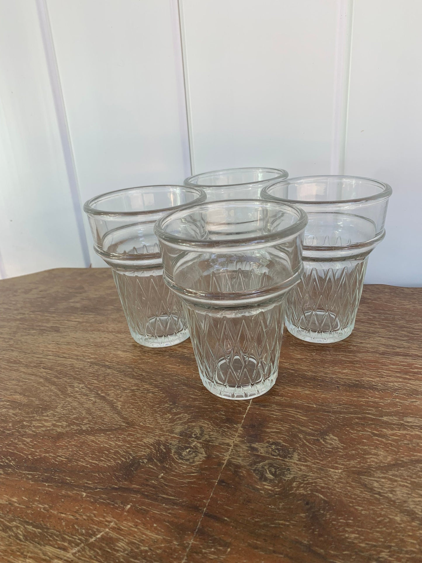 Vintage Libbey Set of 4 Ice Cream Cone Shape Glass Tumblers