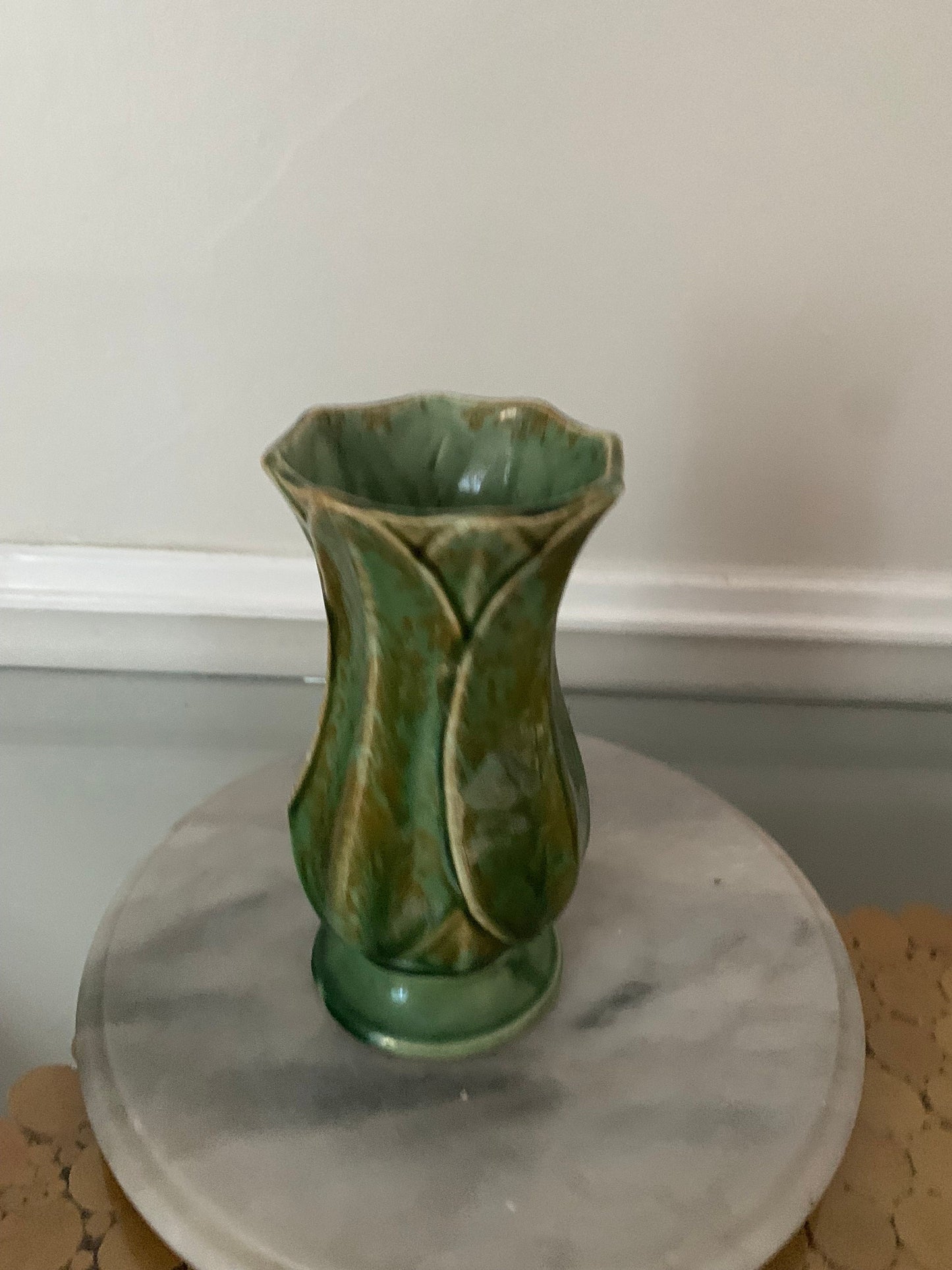 Vintage McCoy Green Lotus Leaf Pottery Vase Made in USA 595