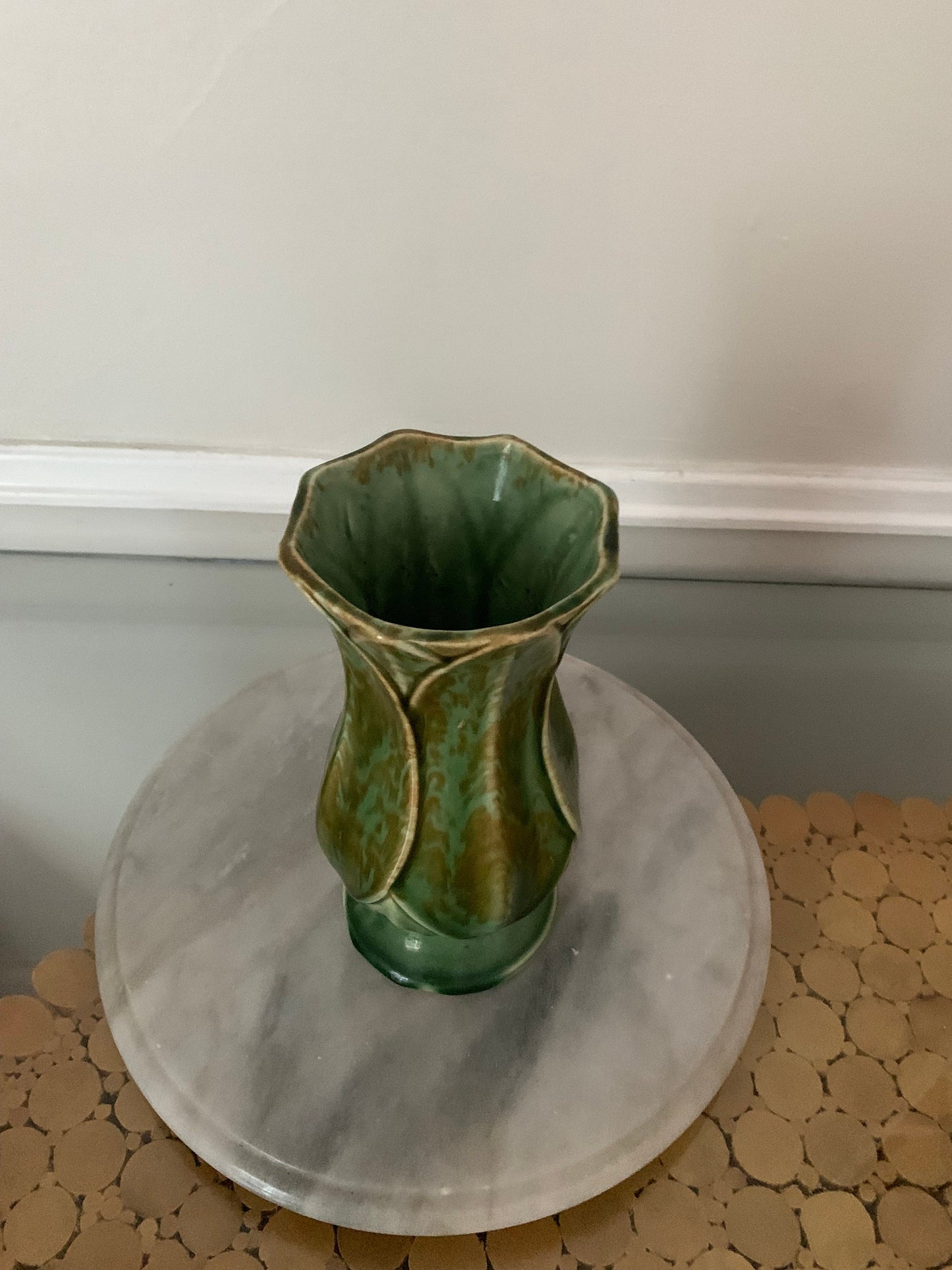 Vintage McCoy Green Lotus Leaf Pottery Vase Made in USA 595