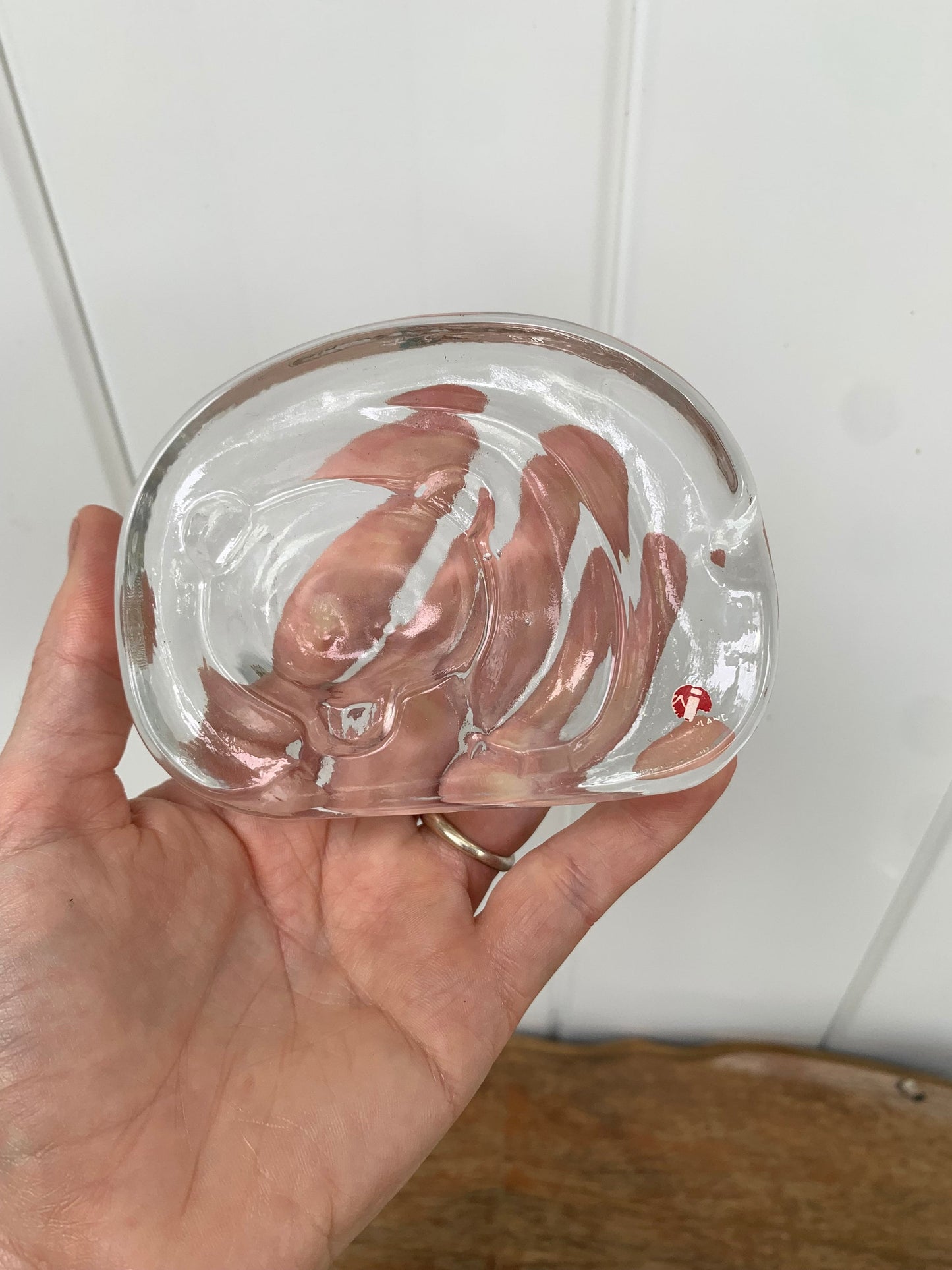 Vintage Iittala Bear Clear Glass Paper Weight Made in Finland