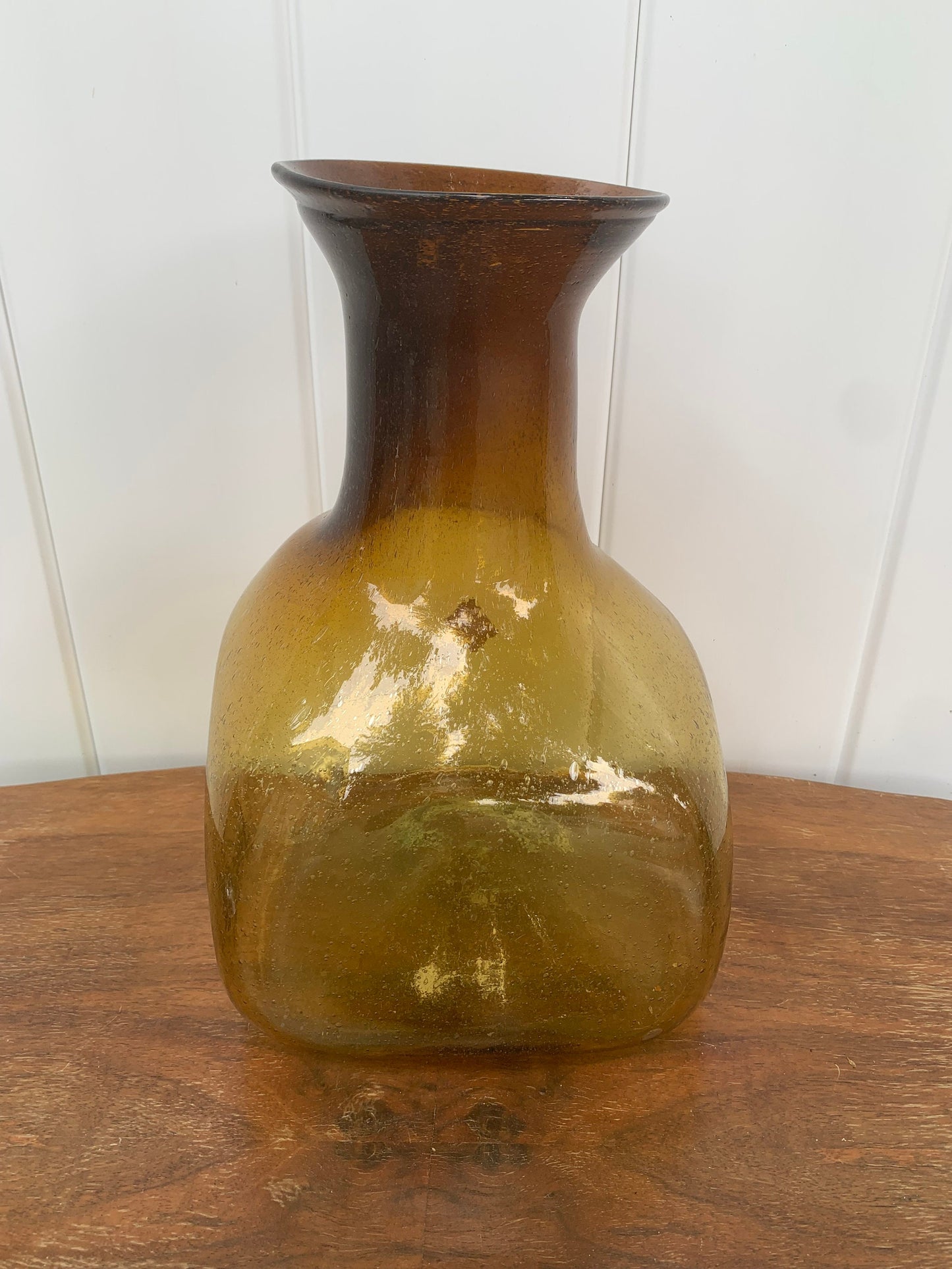 Large MCM Handblown Amber Glass Jar