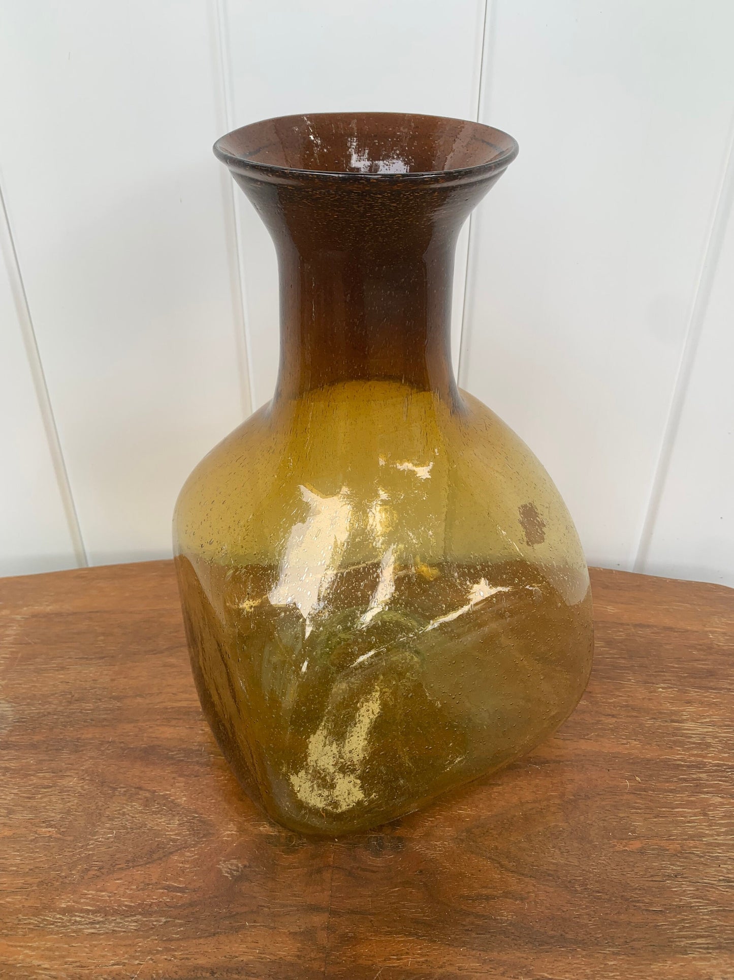 Large MCM Handblown Amber Glass Jar
