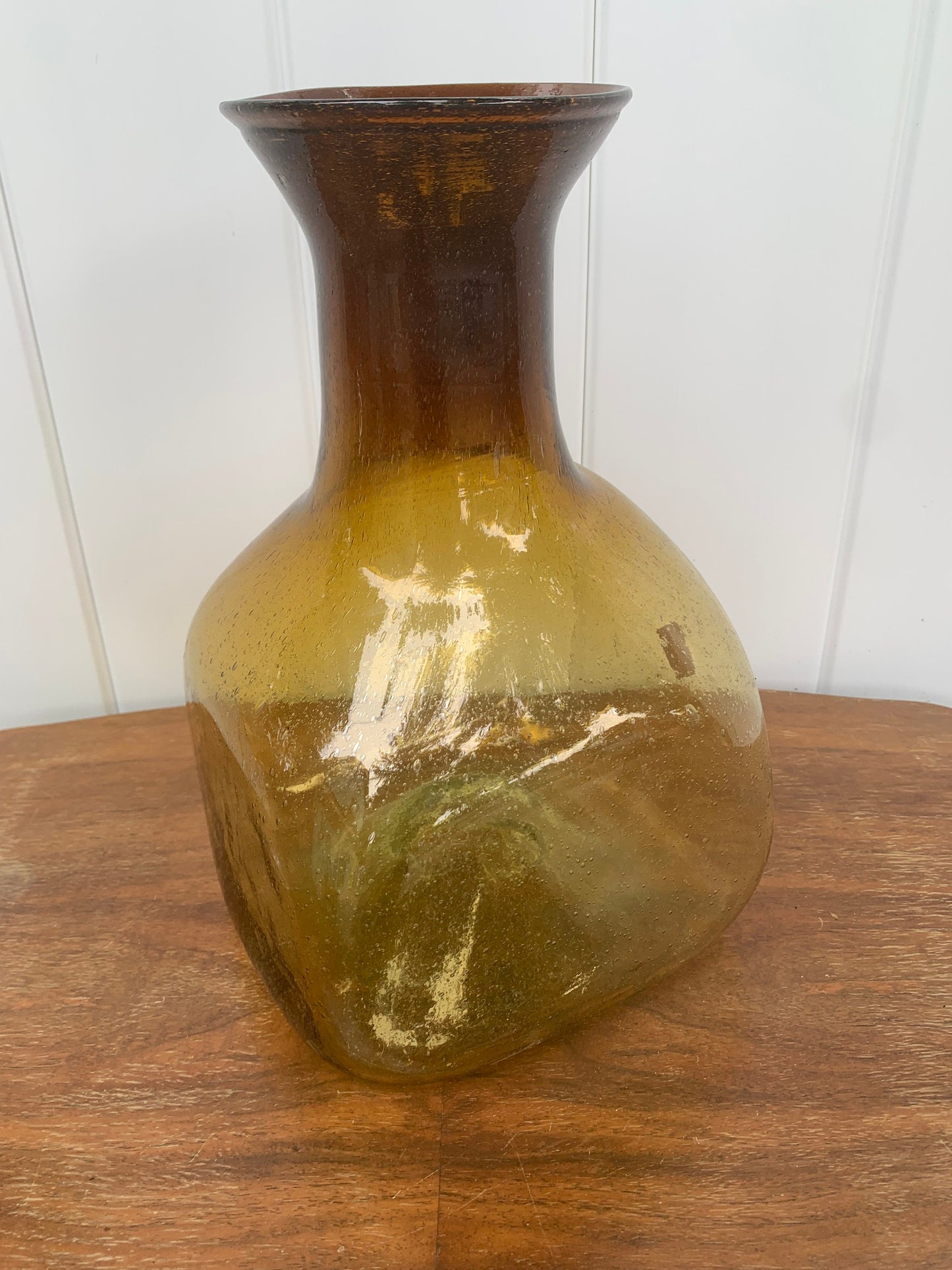 Large MCM Handblown Amber Glass Jar