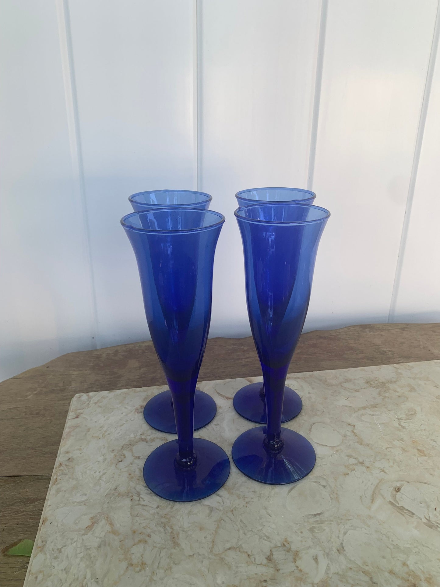 Set of 4 Retro Cobalt Blue Glasses