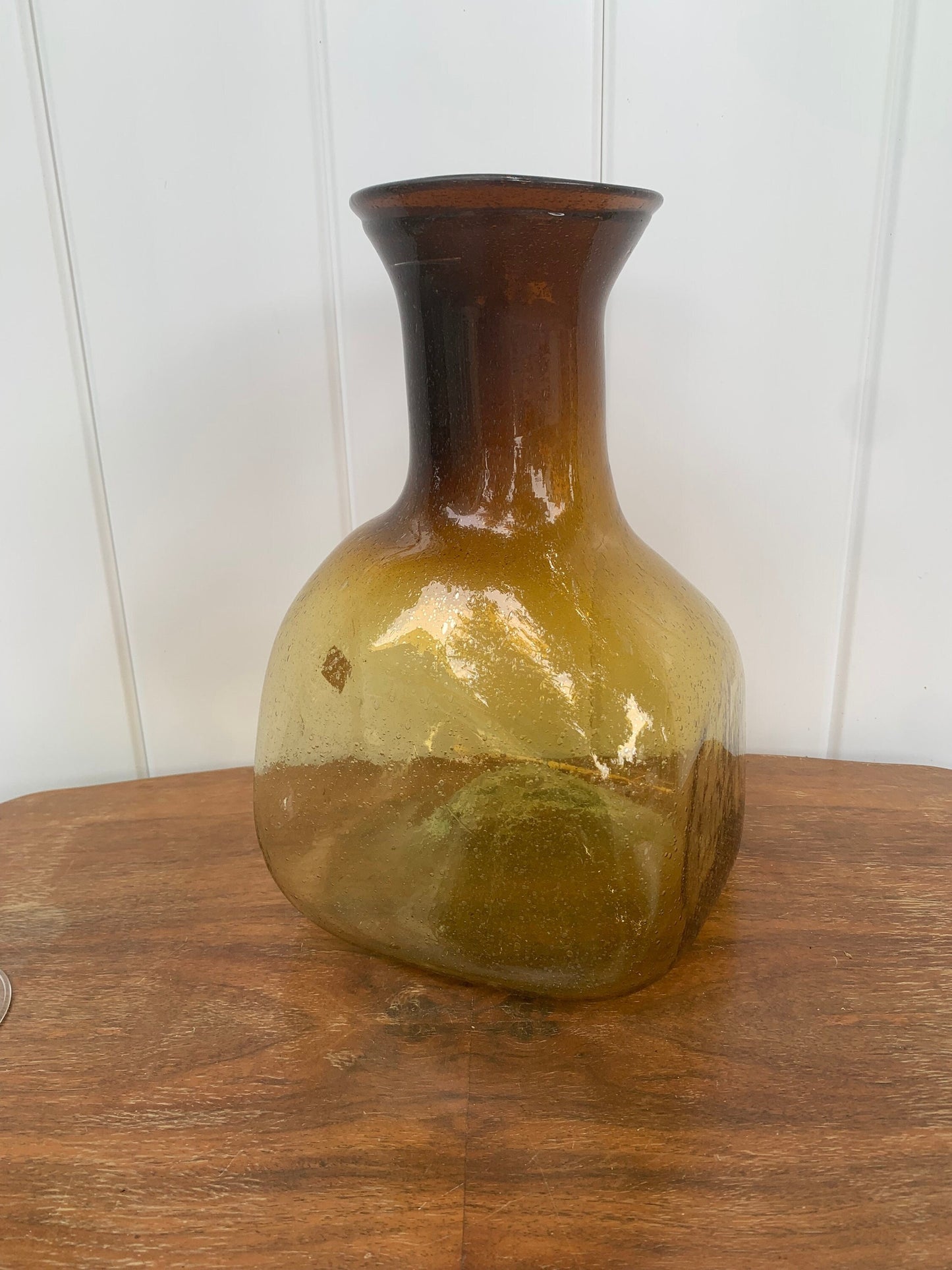 Large MCM Handblown Amber Glass Jar