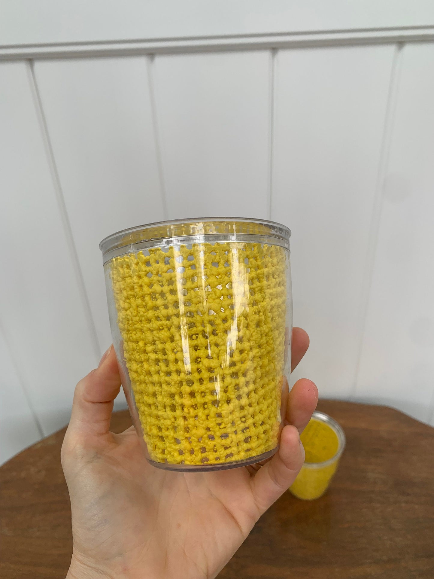 Set of 4 MCM Yellow Low Ball Insulated Tumblers Made in USA