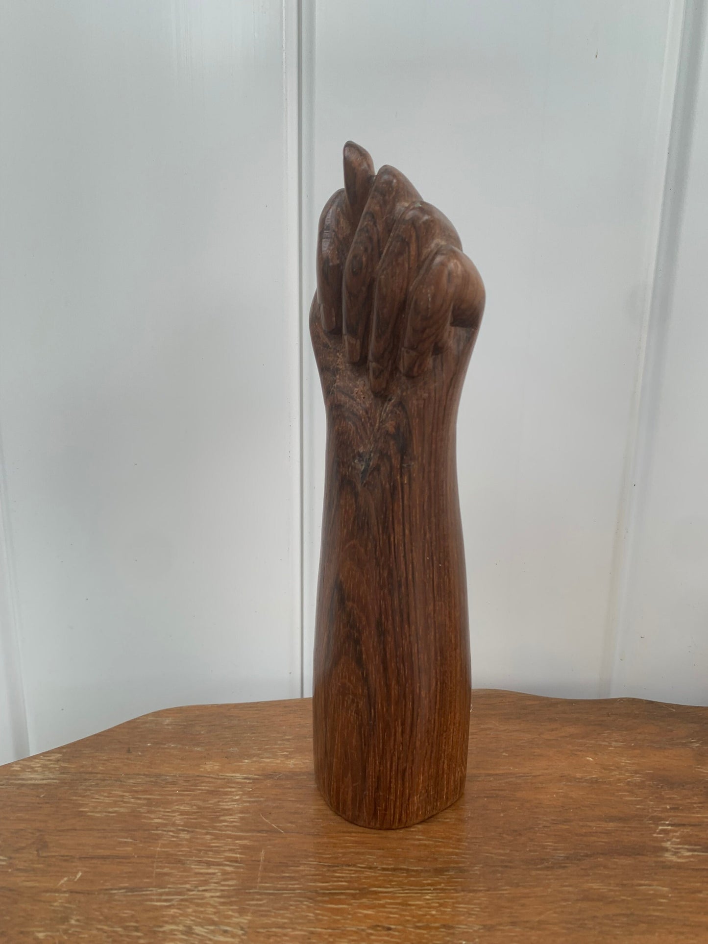 Vintage Hand Carved Lucky Mano Figa Wooden Sculpture