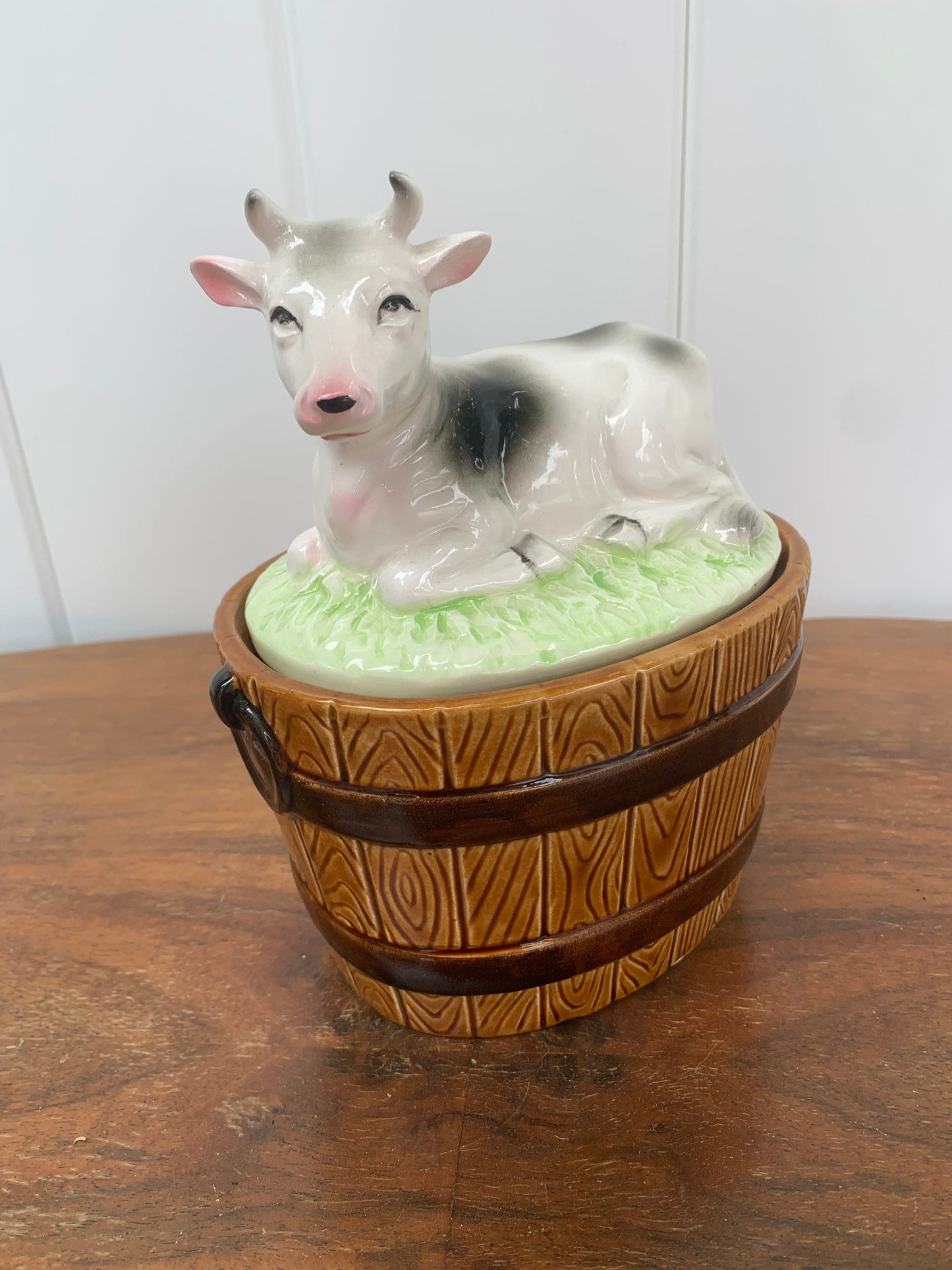 Vintage Ceramic Cow Lidded Dish Made in Japan