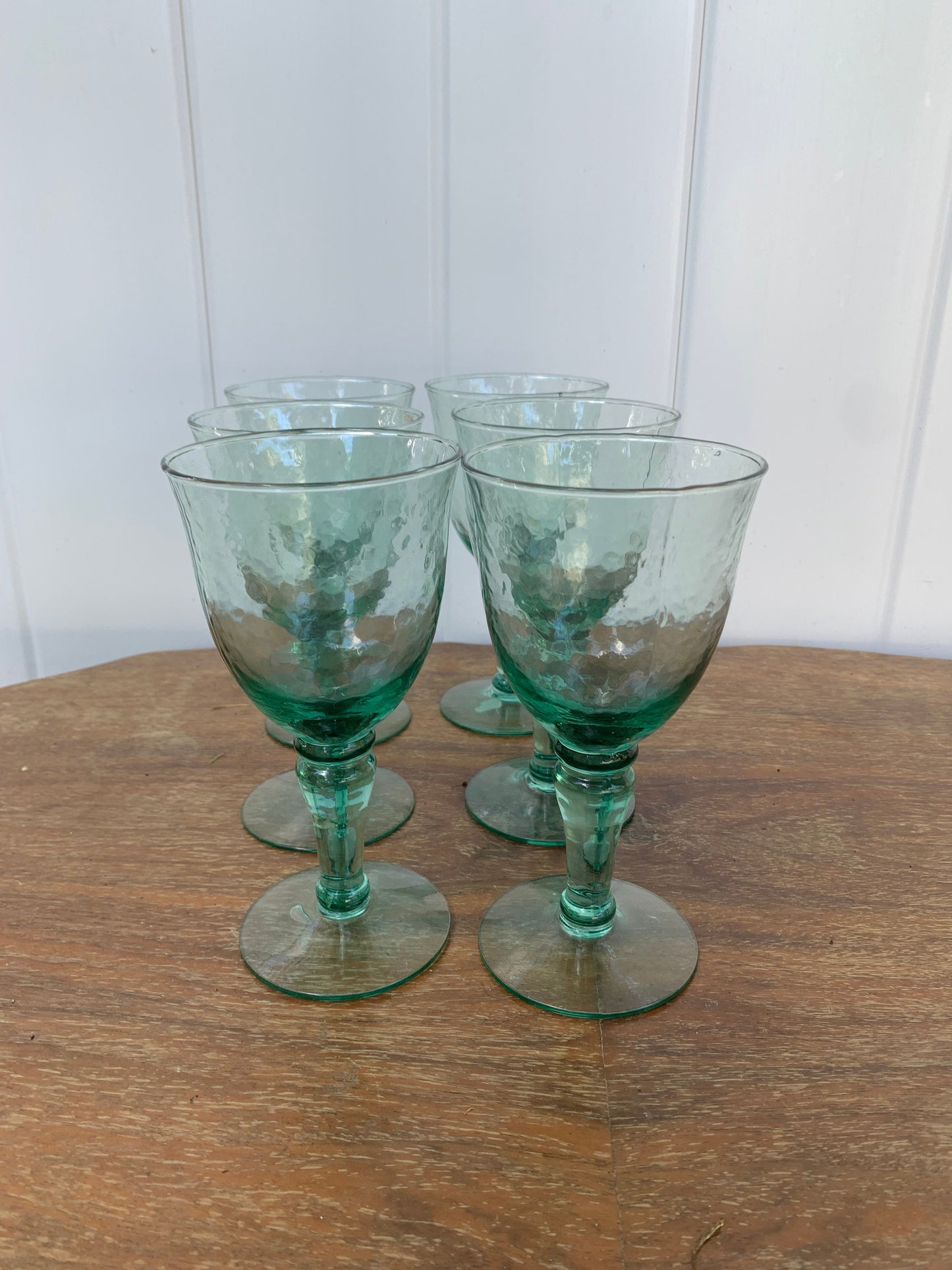 Set of 6 Retro  Hammered Sea Glass Recycled Glasses