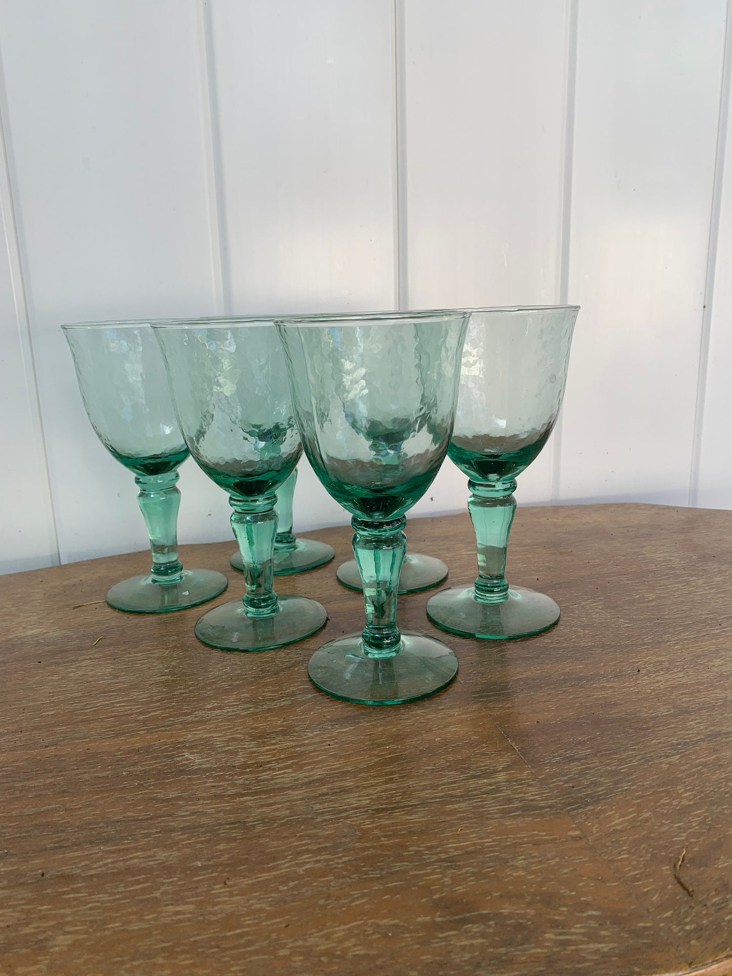 Set of 6 Retro  Hammered Sea Glass Recycled Glasses