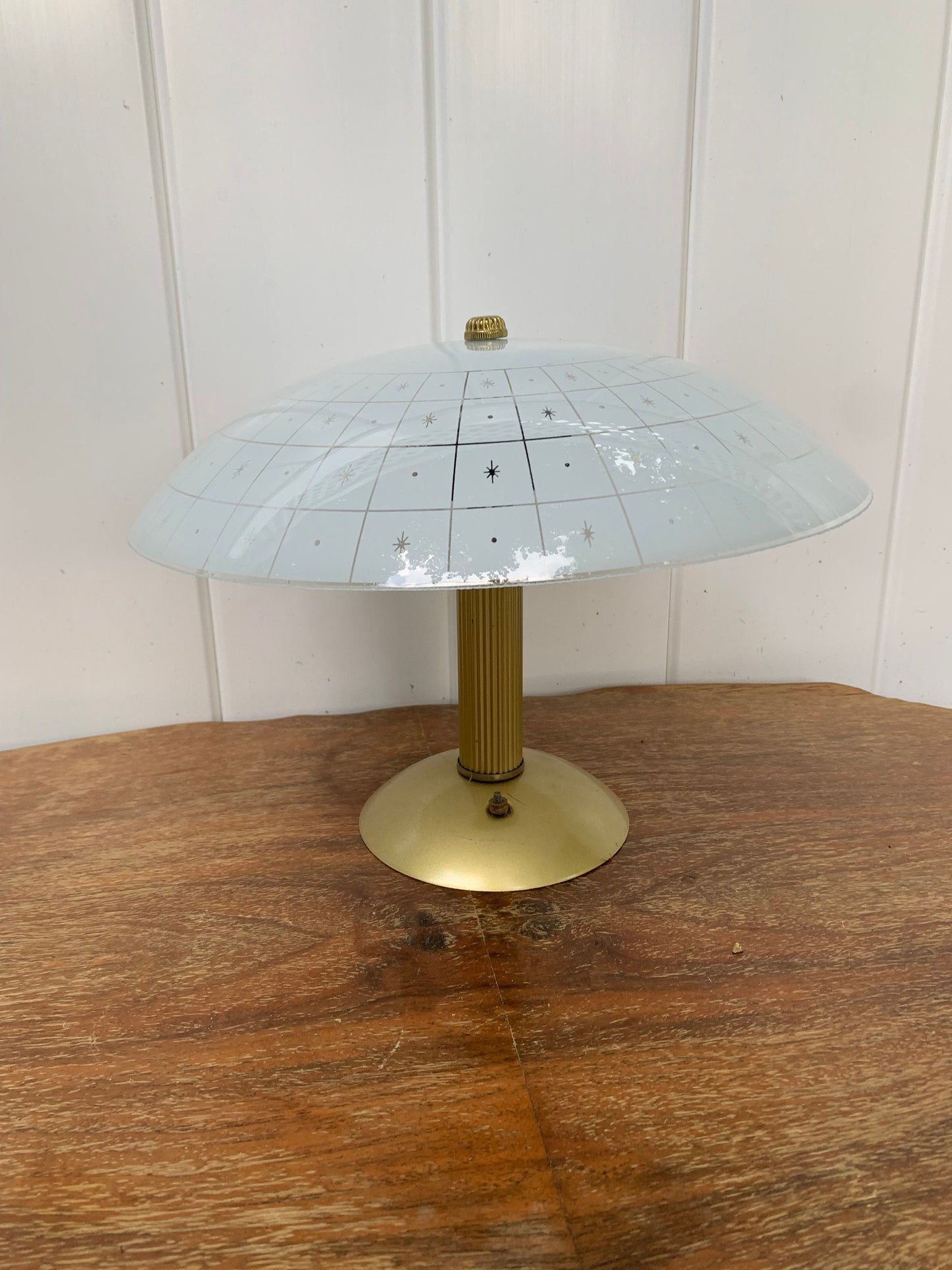 MCM Two Bulb Ceiling Light with White Round Starburst Shade - 3 Available