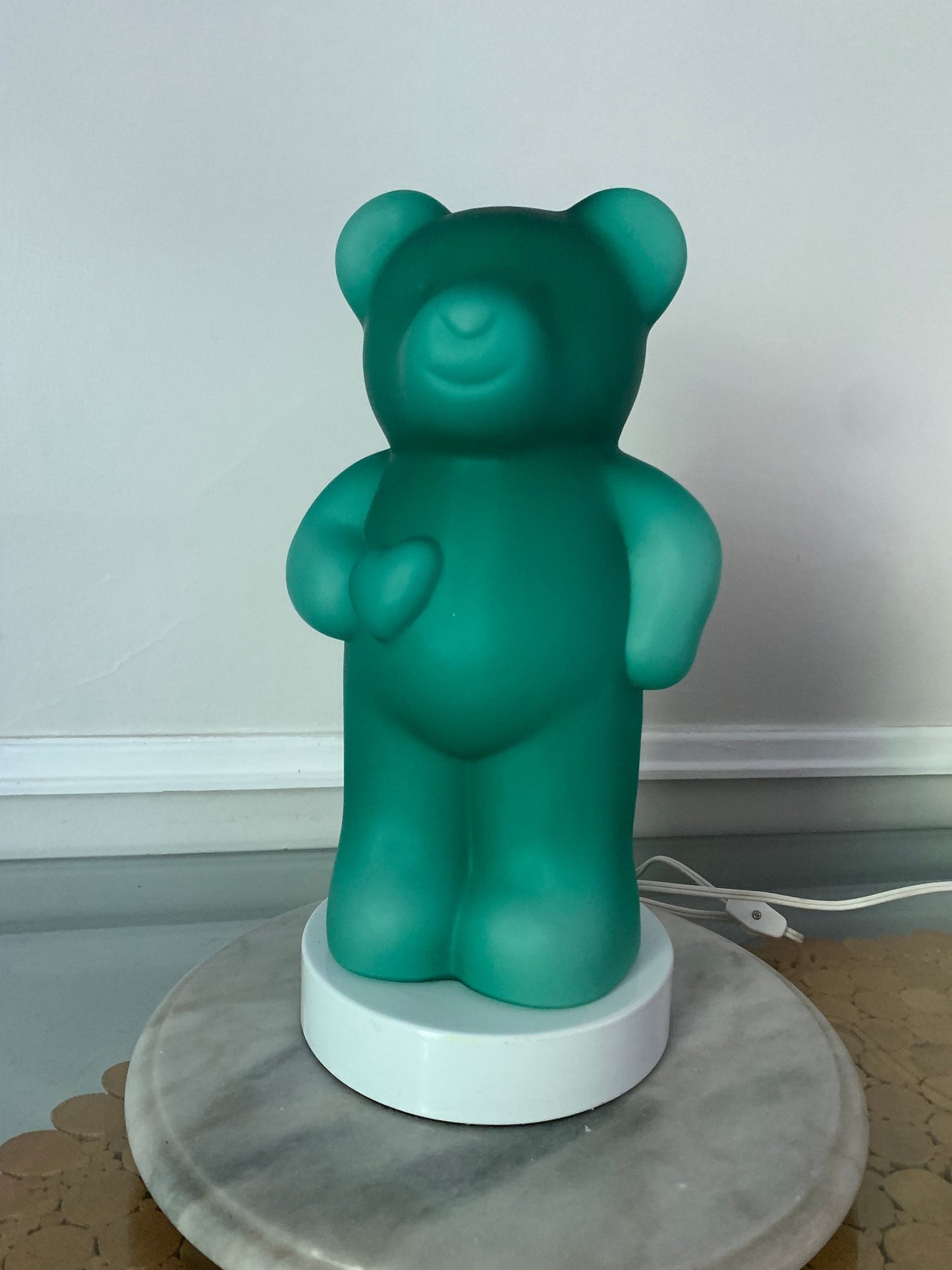 Retro Turquoise Glass Gummy Bear Lamp