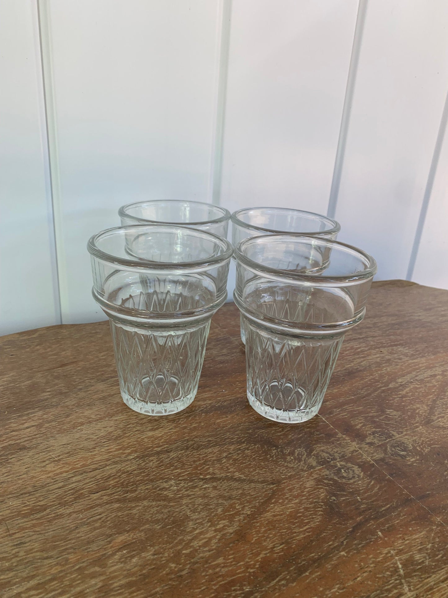 Vintage Libbey Set of 4 Ice Cream Cone Shape Glass Tumblers