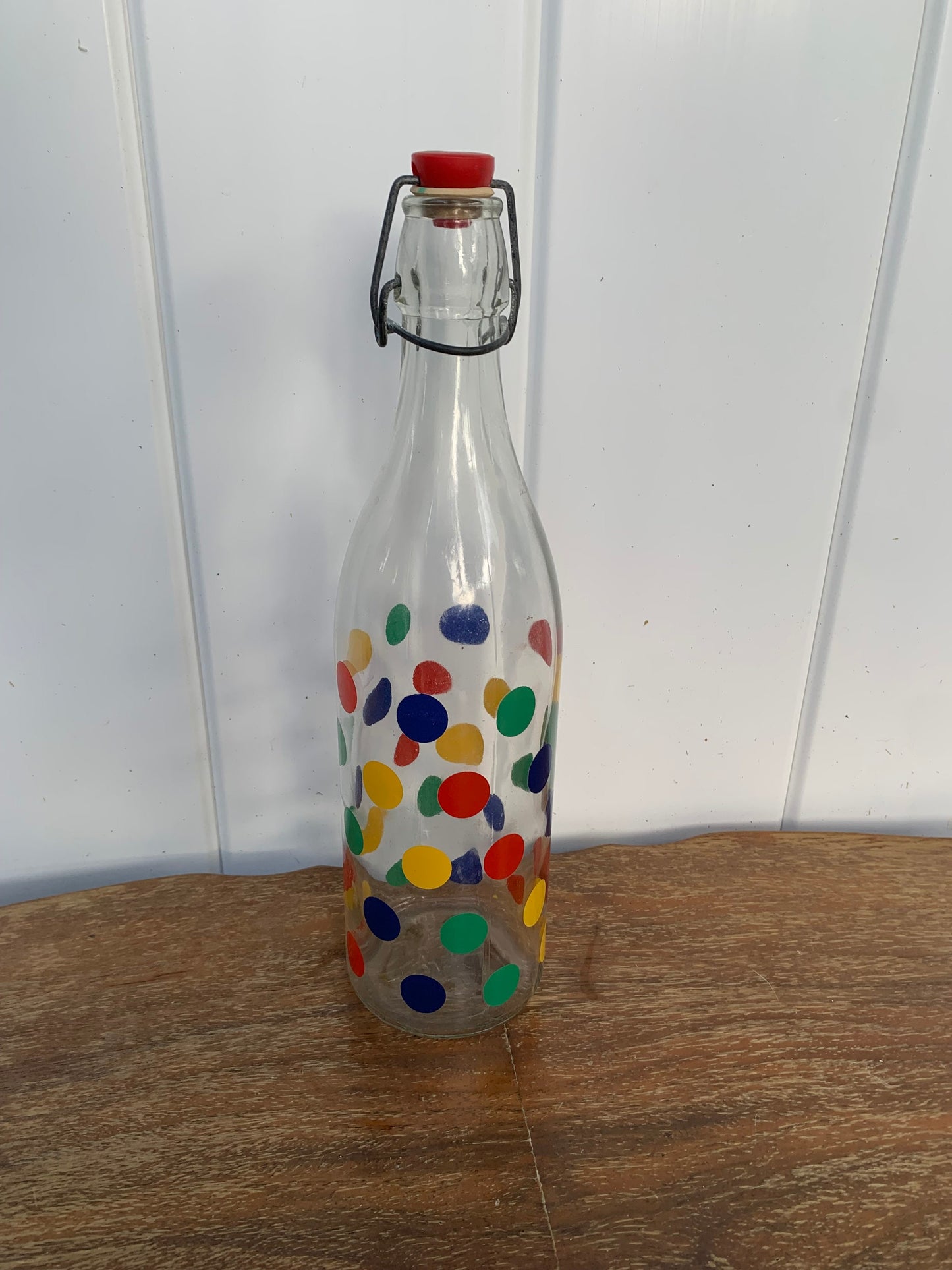 Retro Clear Polka Dot Cerve Glass Bottle Made in Italy