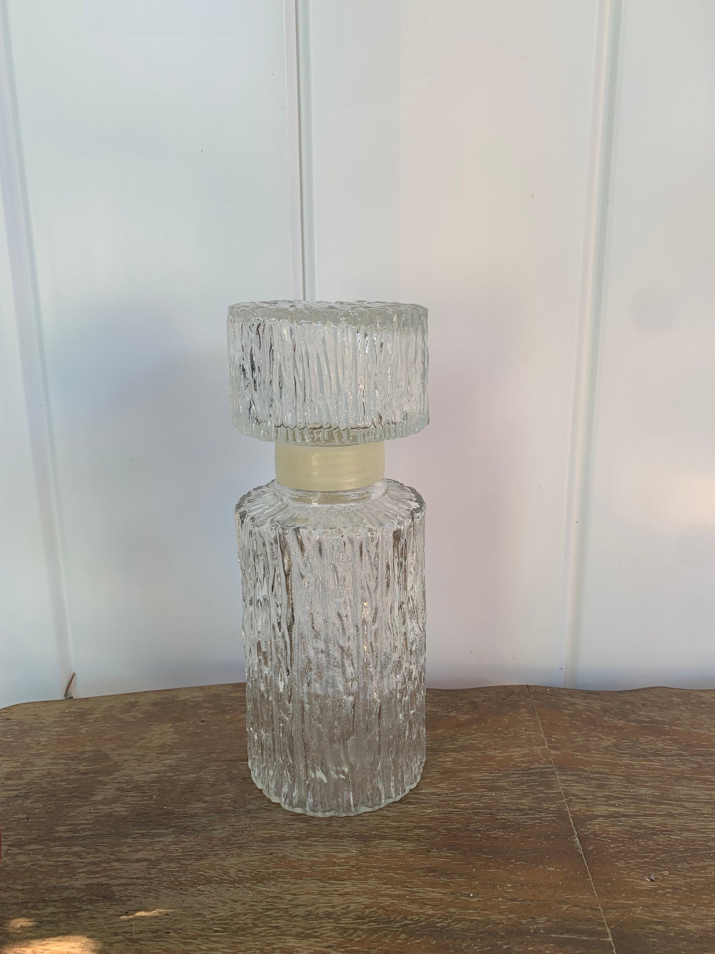 MCM West German DBGM Tree Bark Texture Clear Glass Decanter with Screw Top