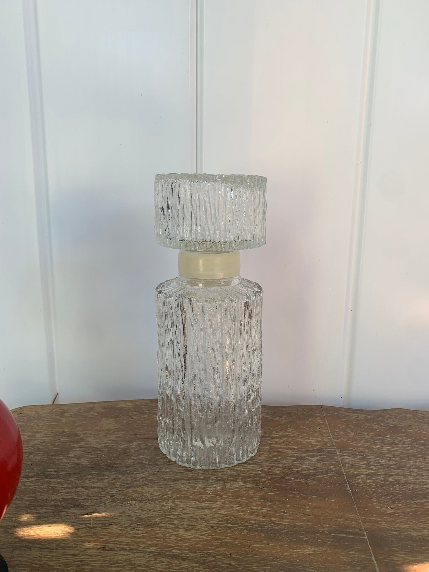 MCM West German DBGM Tree Bark Texture Clear Glass Decanter with Screw Top