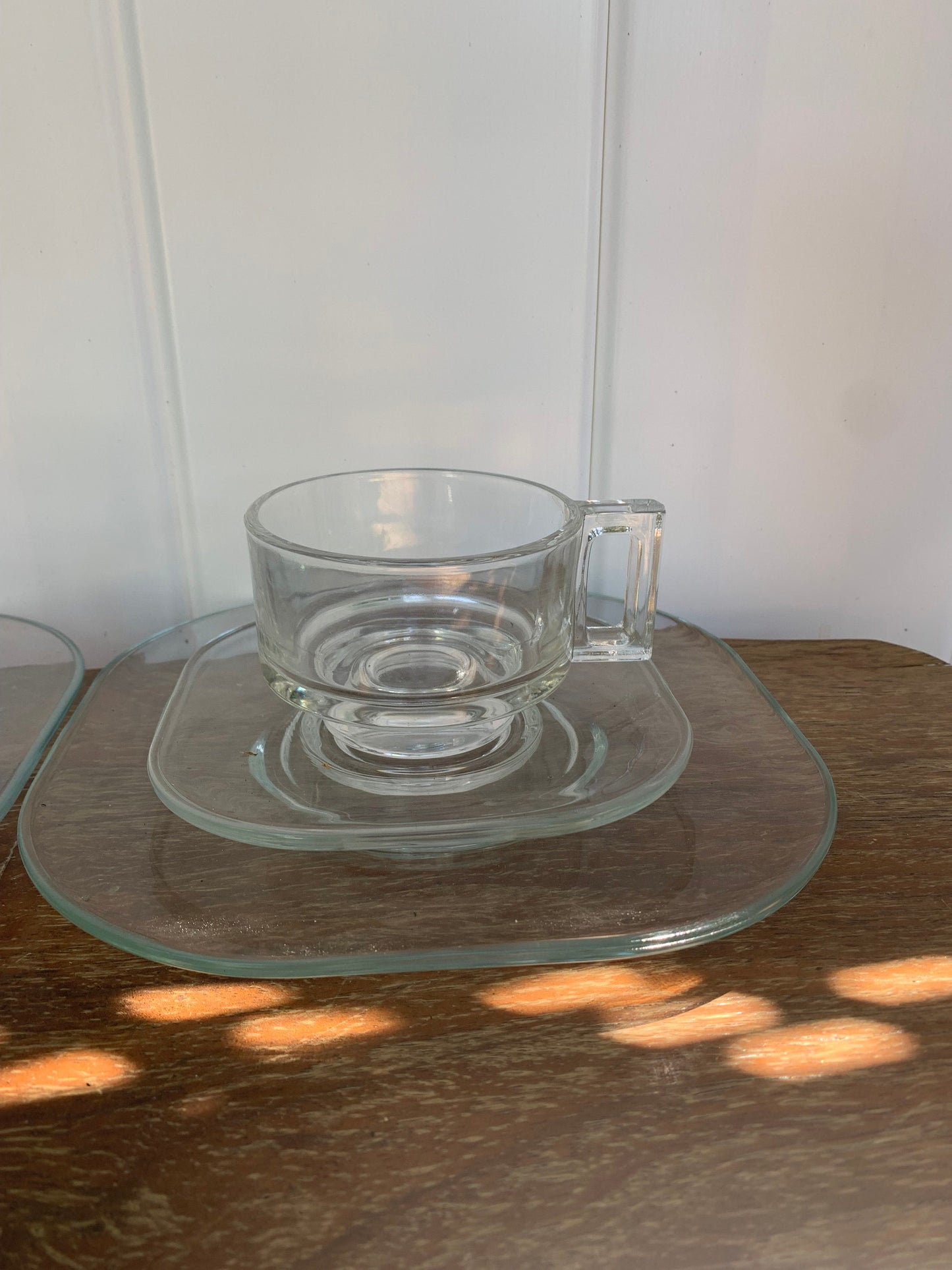 MCM Set of 2 of Joe Colombo Arno Clear Stacking Double Handle Soup Bowl and Plate Made in Italy