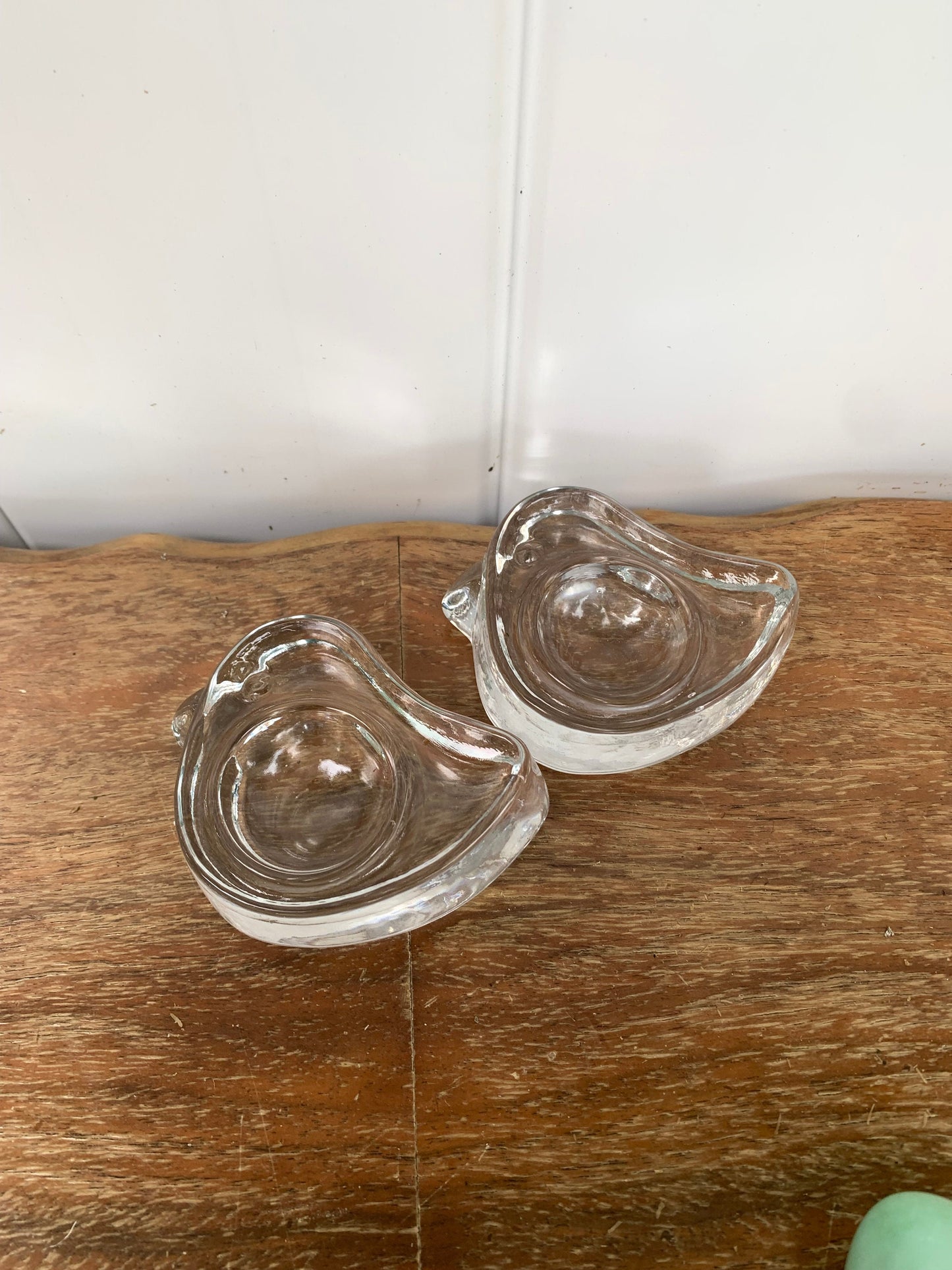 Pair of 2 Vintage Iittala Bird Clear Egg Cup Made in Finland