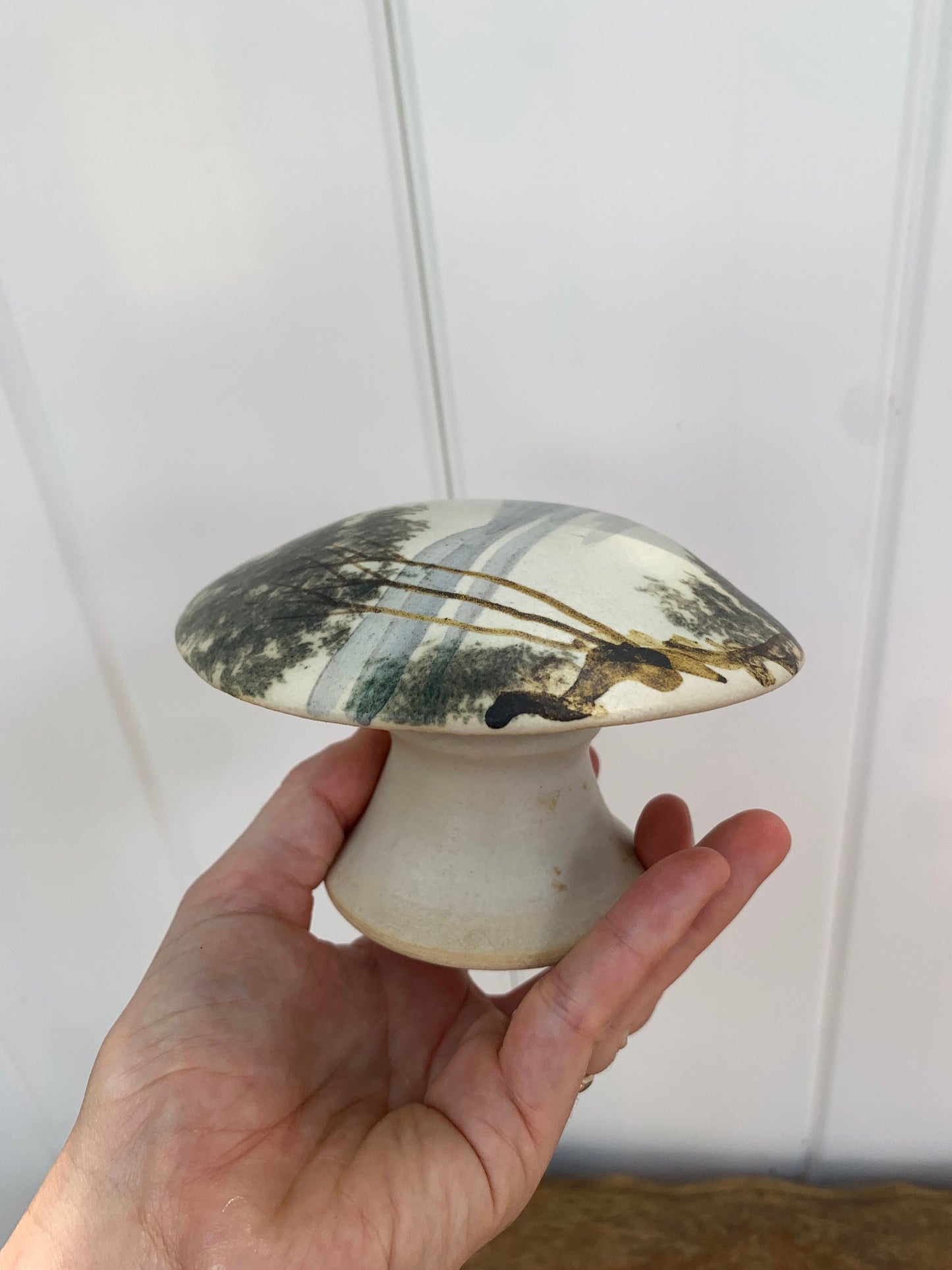 Retro Hand Painted Pottery Mushroom