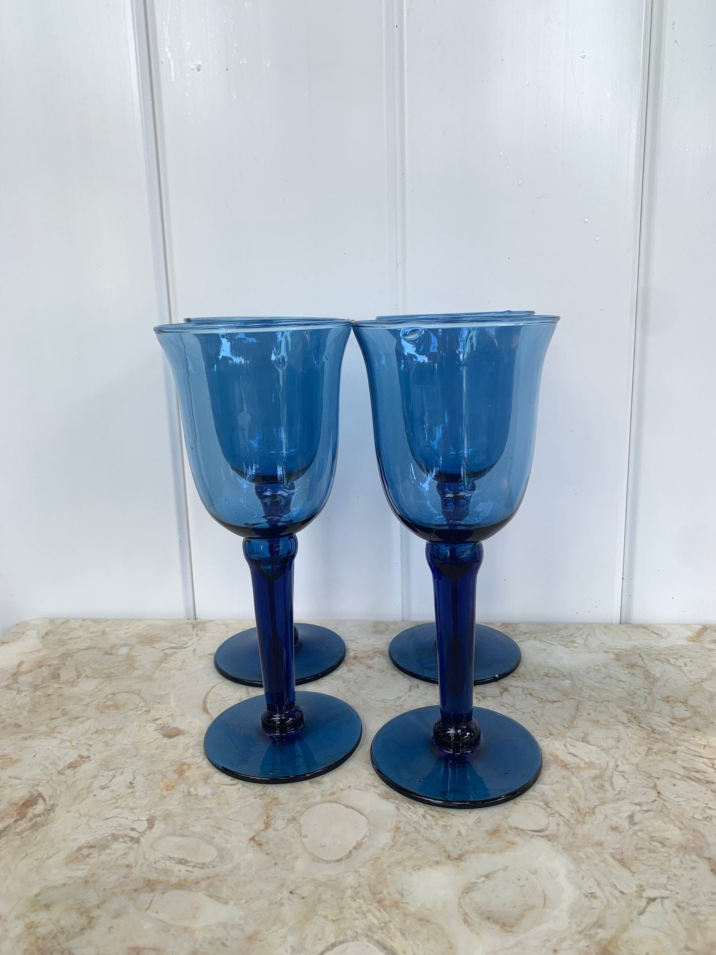 Set of 4 Retro Cobalt Blue Glasses