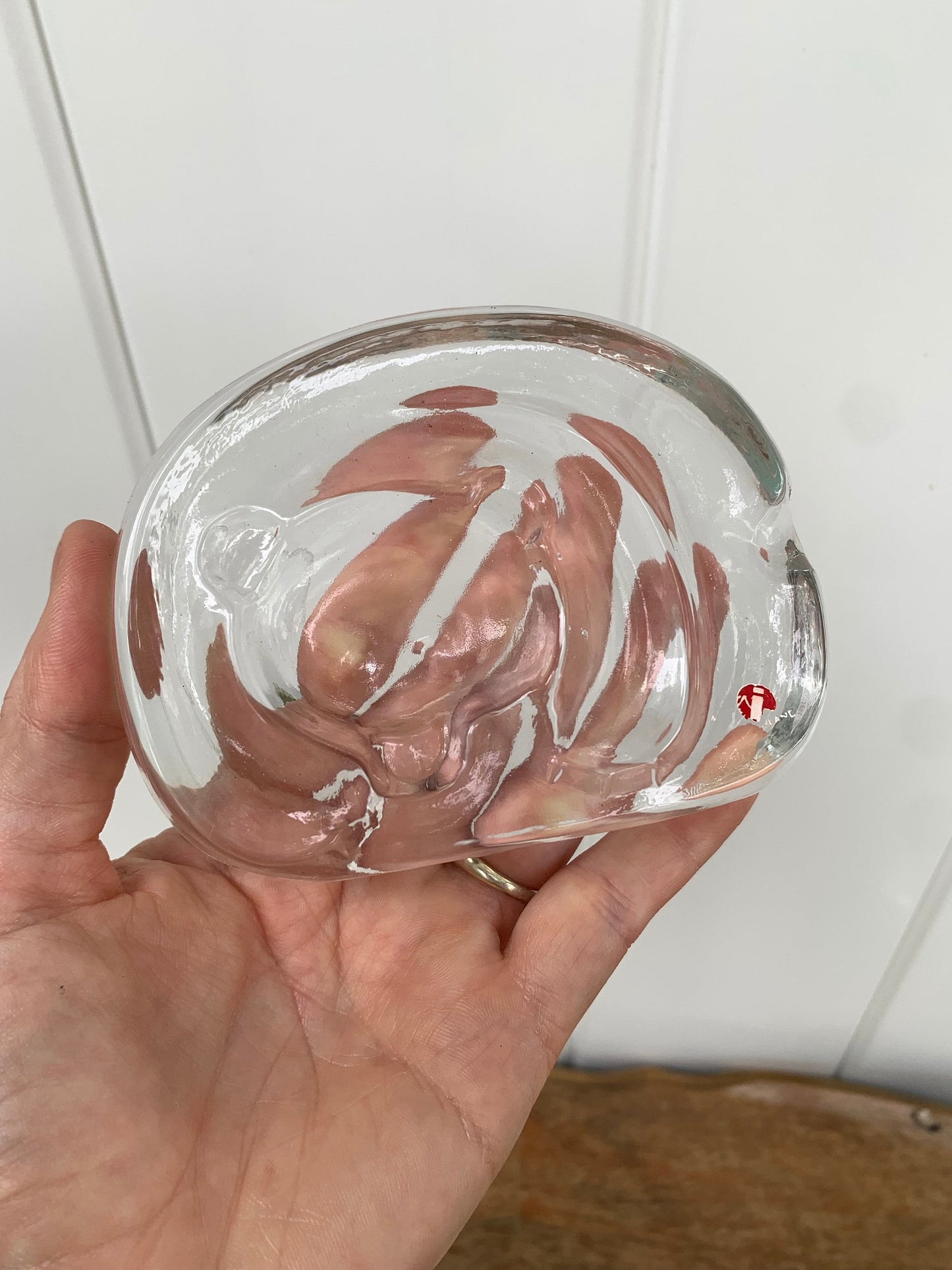 Vintage Iittala Bear Clear Glass Paper Weight Made in Finland