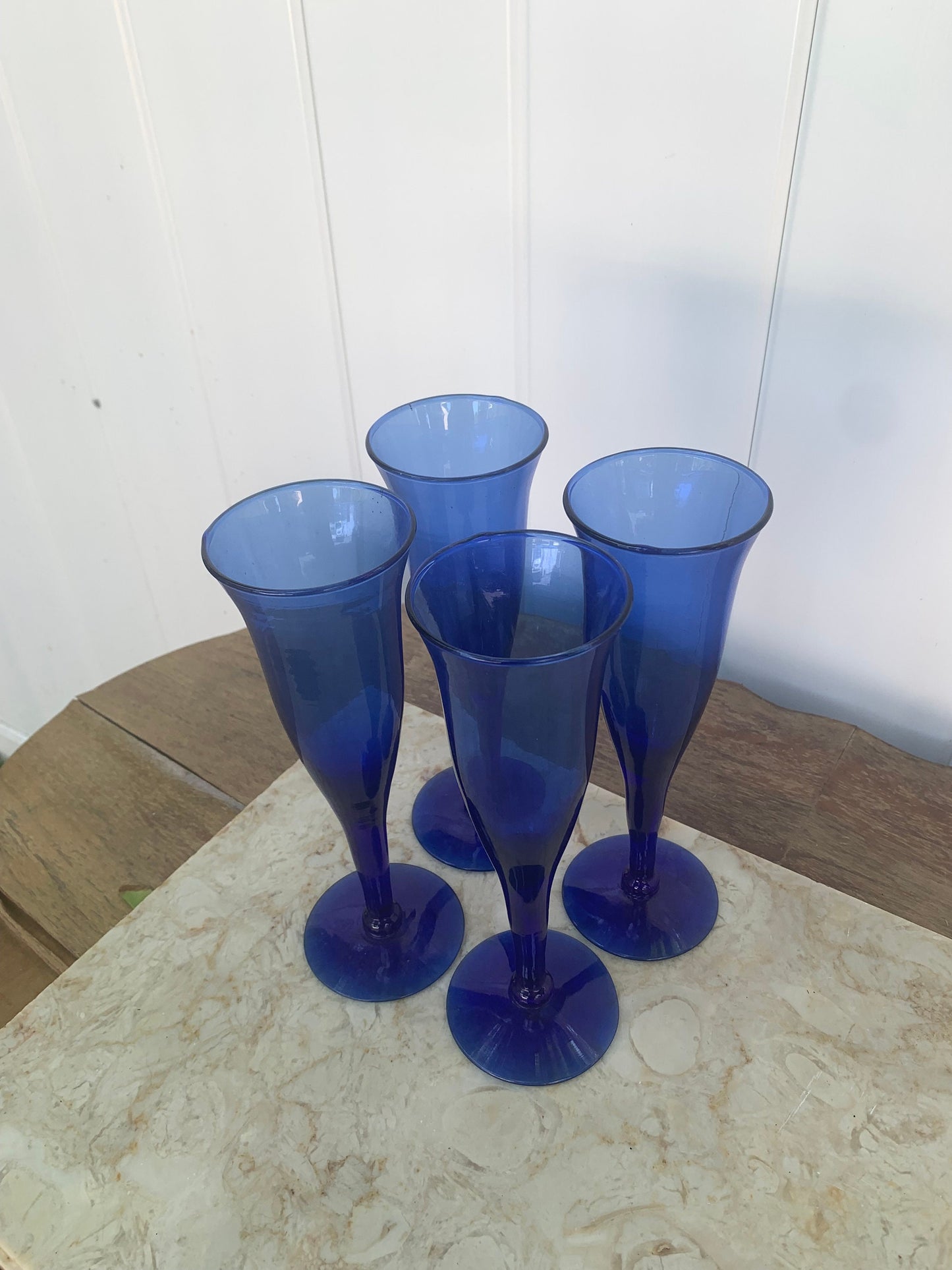 Set of 4 Retro Cobalt Blue Glasses