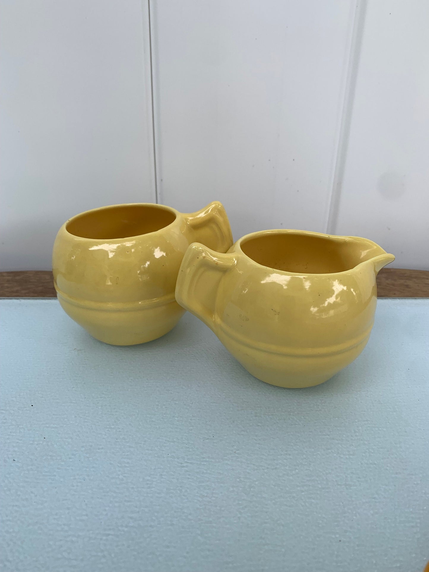 Vintage Yellow California Pottery Cream and Sugar