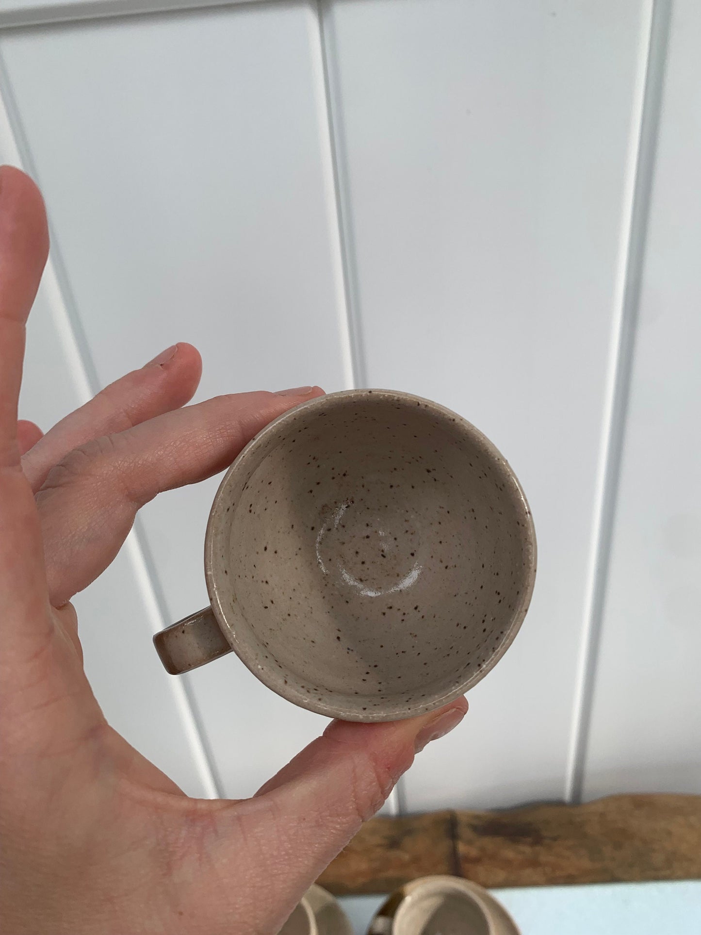 Vintage Set of 3 Brown Striped Pottery Espresso Cups and Saucers