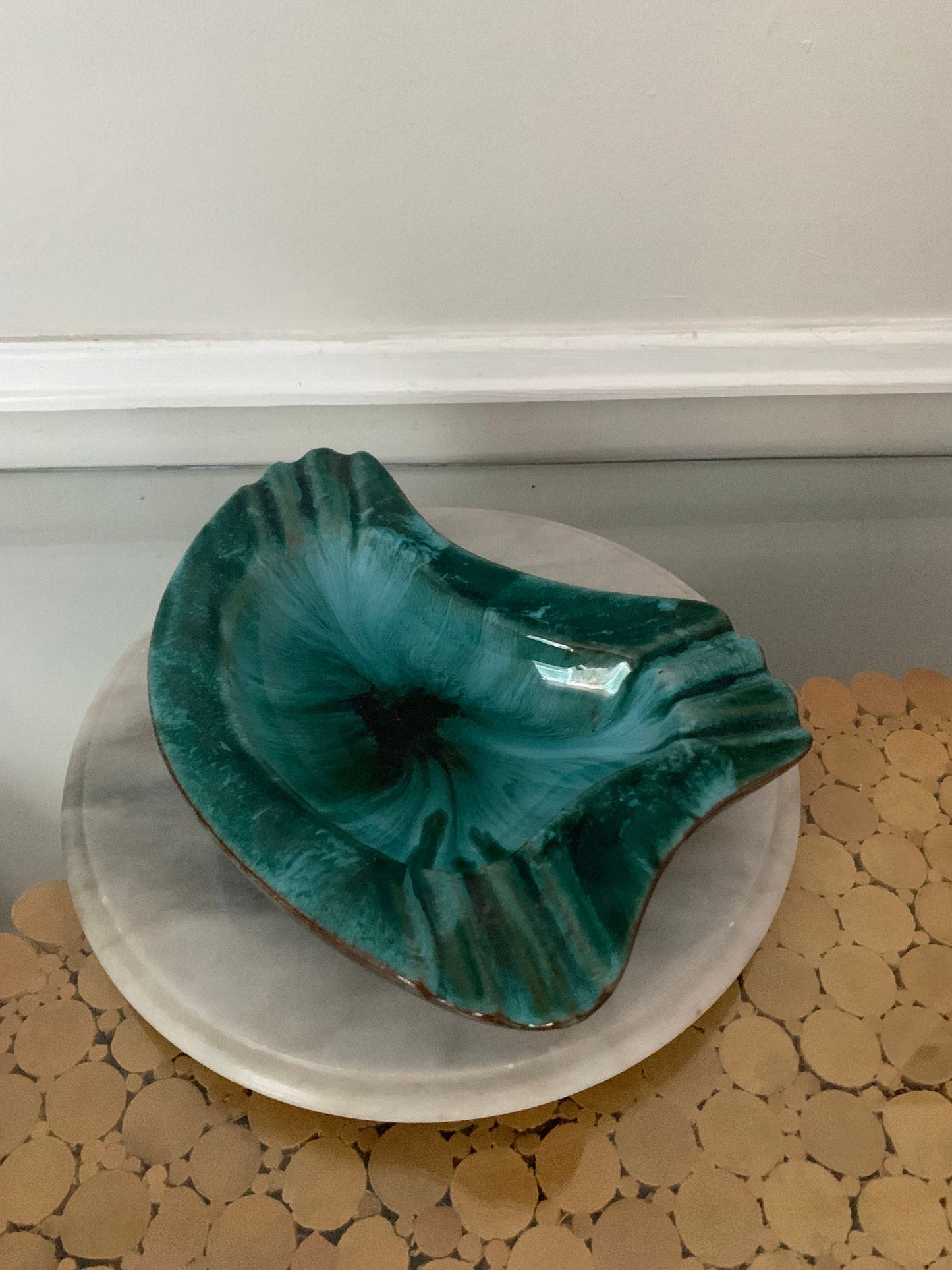 Vintage Blue Mountain Pottery Turquoise Drip Ceramic Ashtray Made in Canada