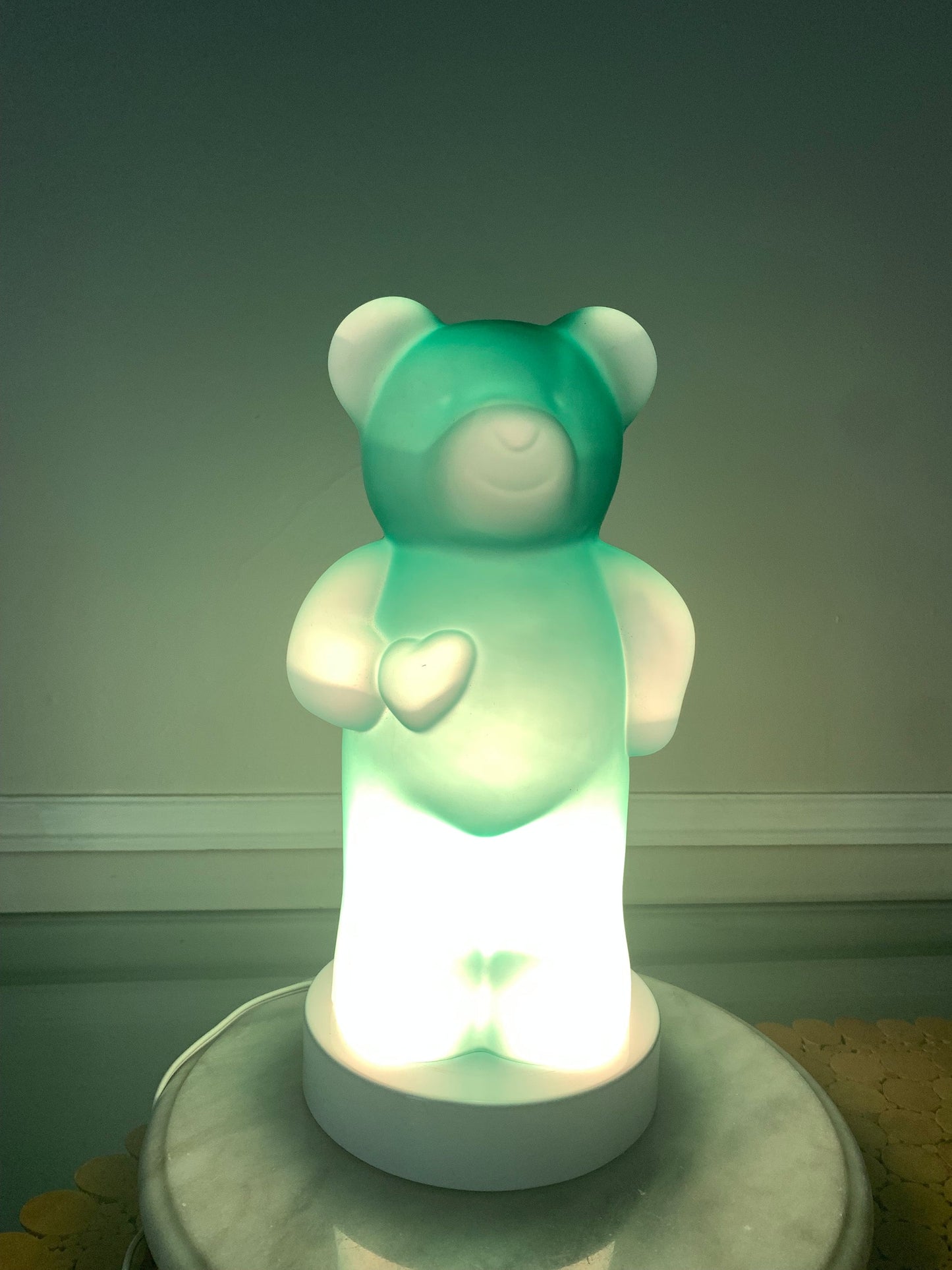 Retro Turquoise Glass Gummy Bear Lamp