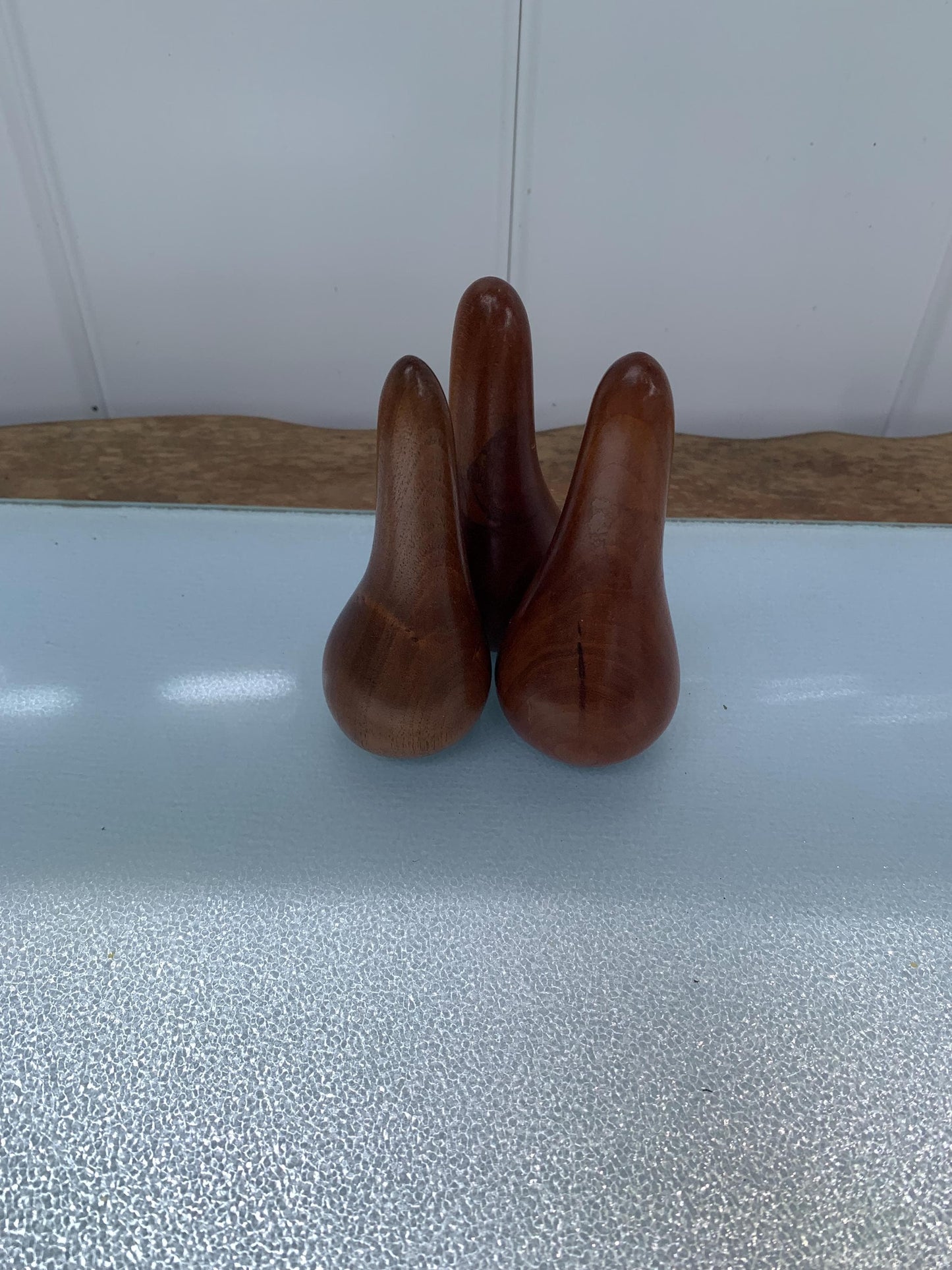 Set of 3 MCM Small Carved Wood Pears Made in Canada