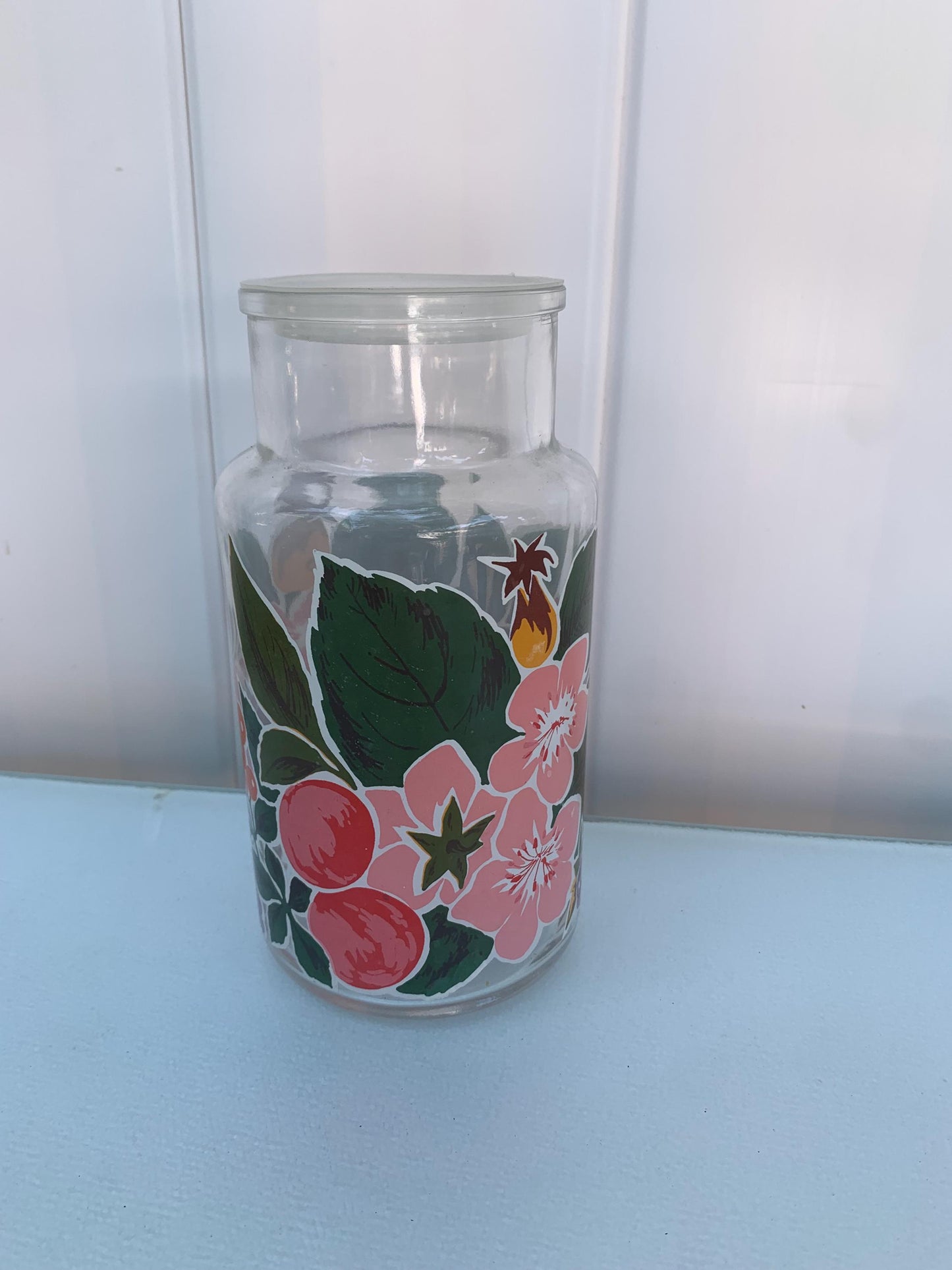 Vintage Sealed Flower Glass Kitchen Jar Made in Italy