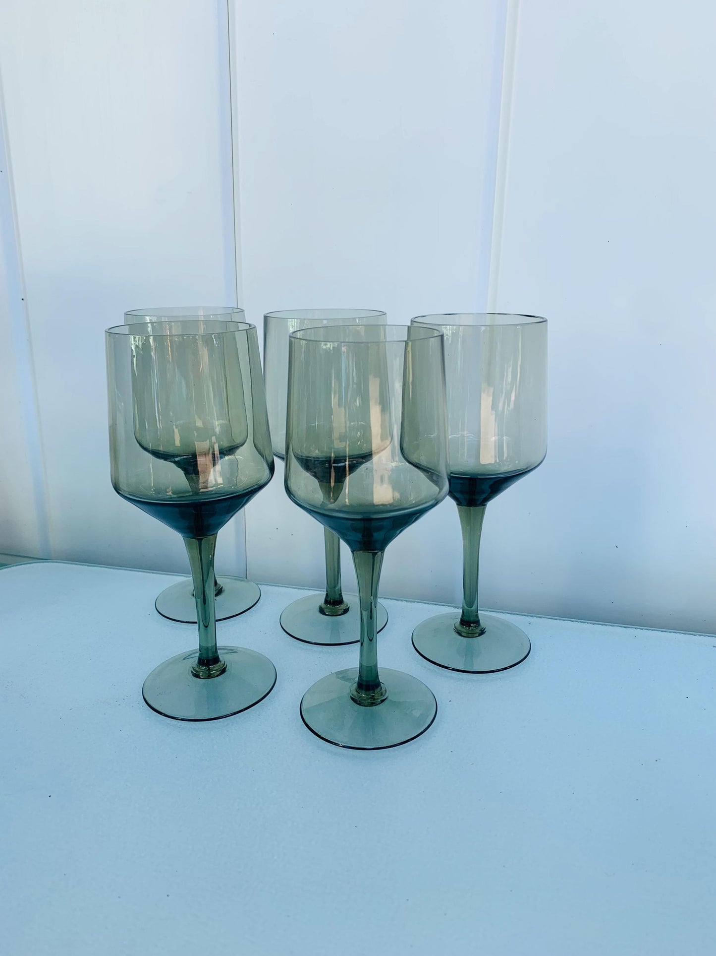 Set of 5 MCM Smokey Gray Wine Glasses